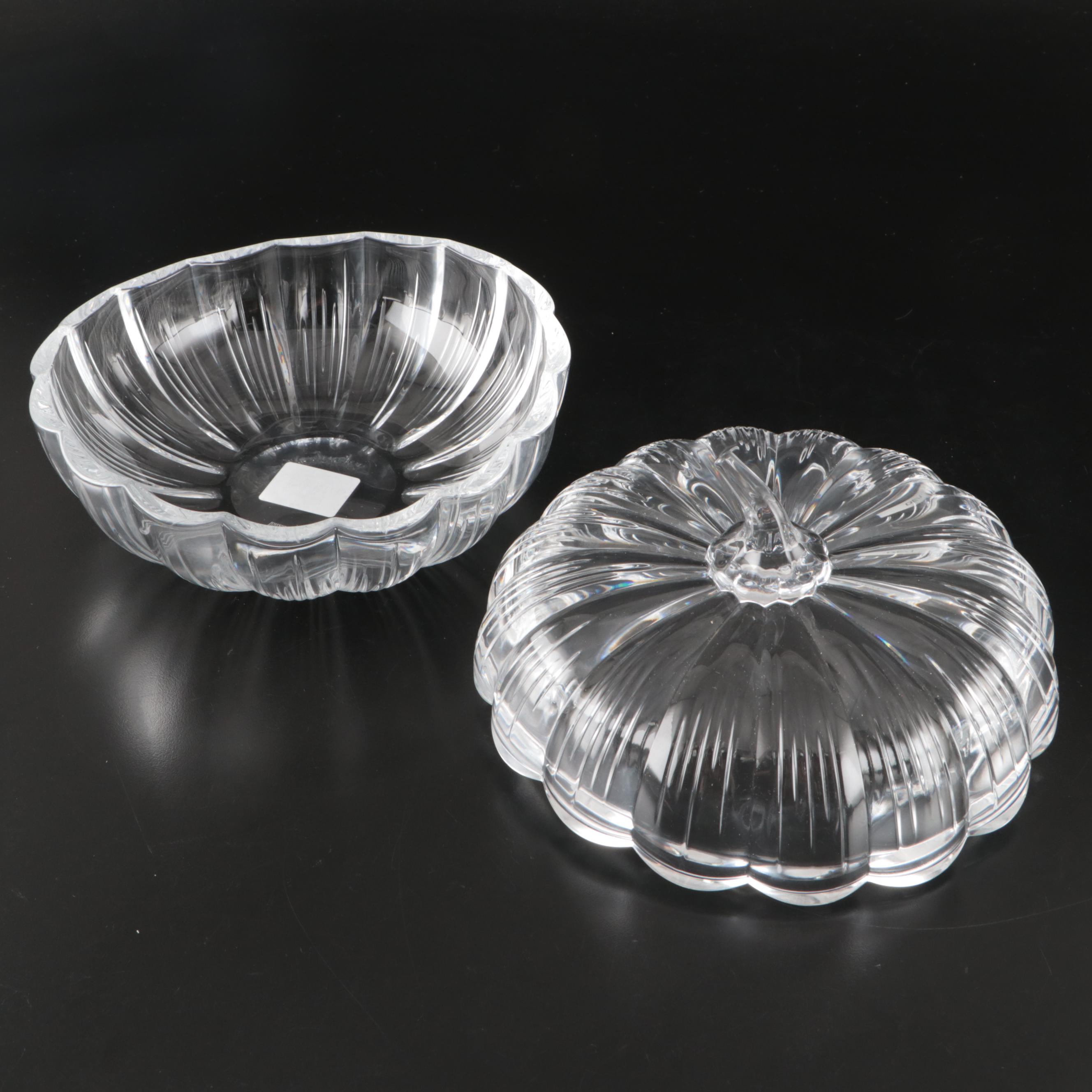 Marquis by Waterford "Basketweave" Crystal Bowl and Vase with Pumpkin Bowl