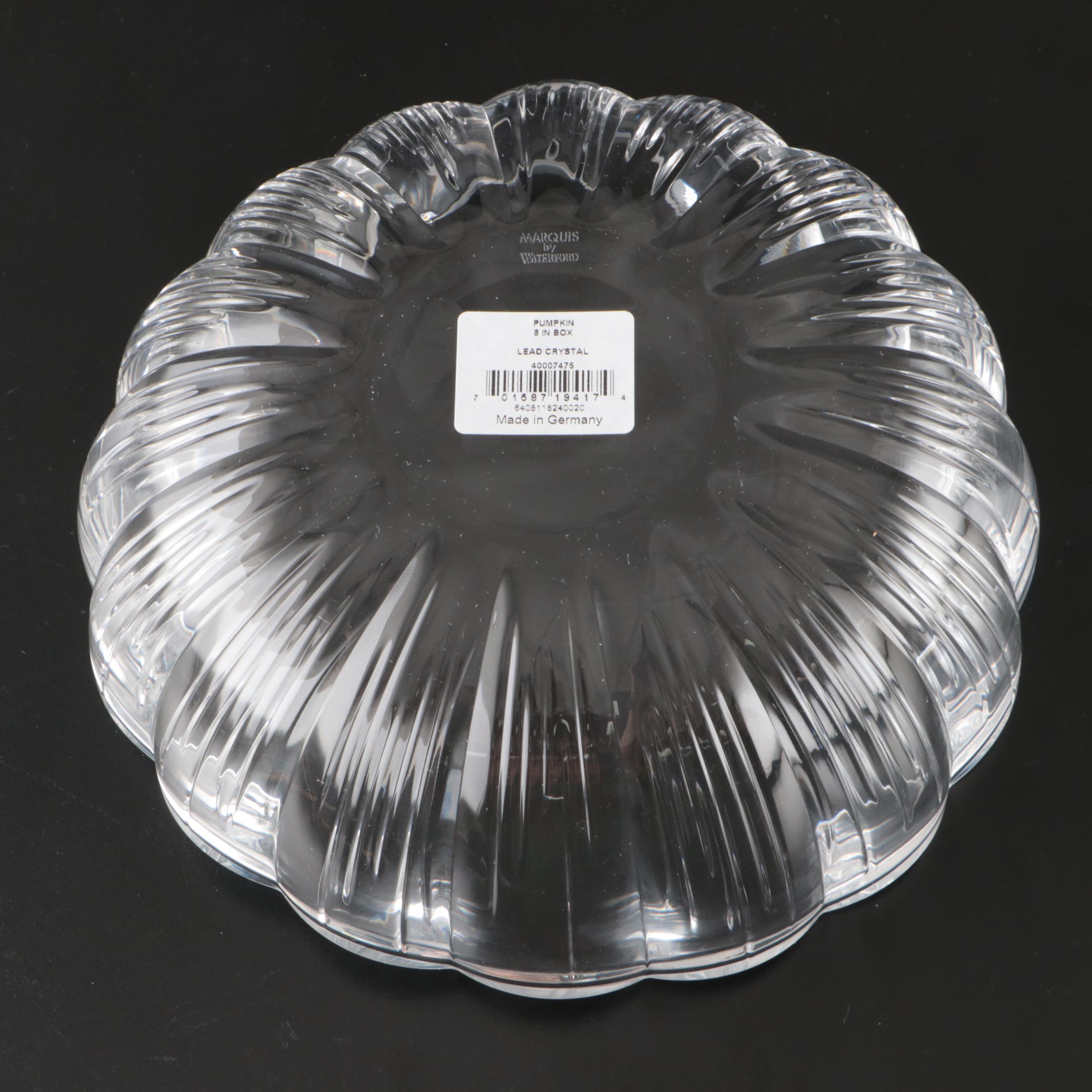 Marquis by Waterford "Basketweave" Crystal Bowl and Vase with Pumpkin Bowl