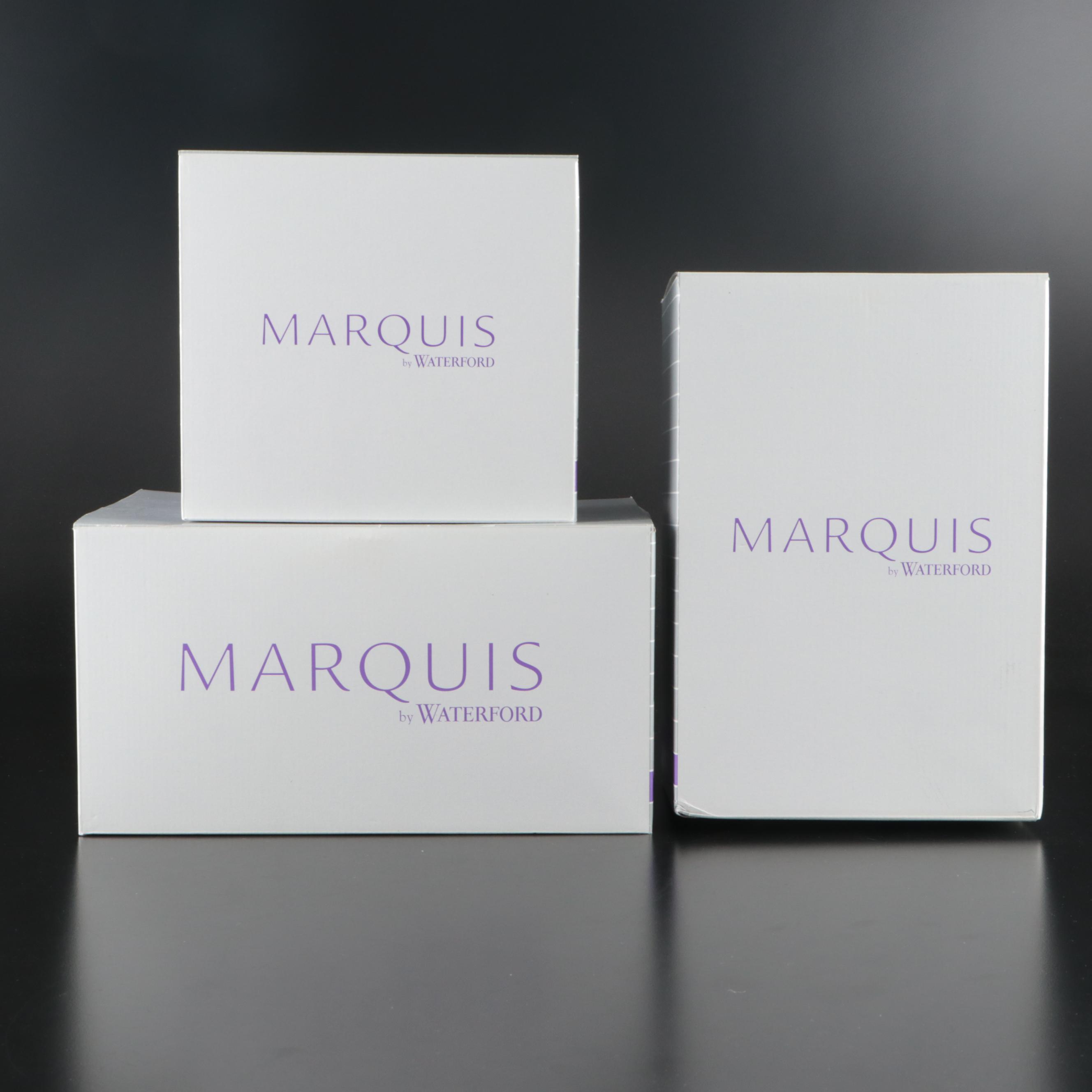 Marquis by Waterford "Basketweave" Crystal Bowl and Vase with Pumpkin Bowl