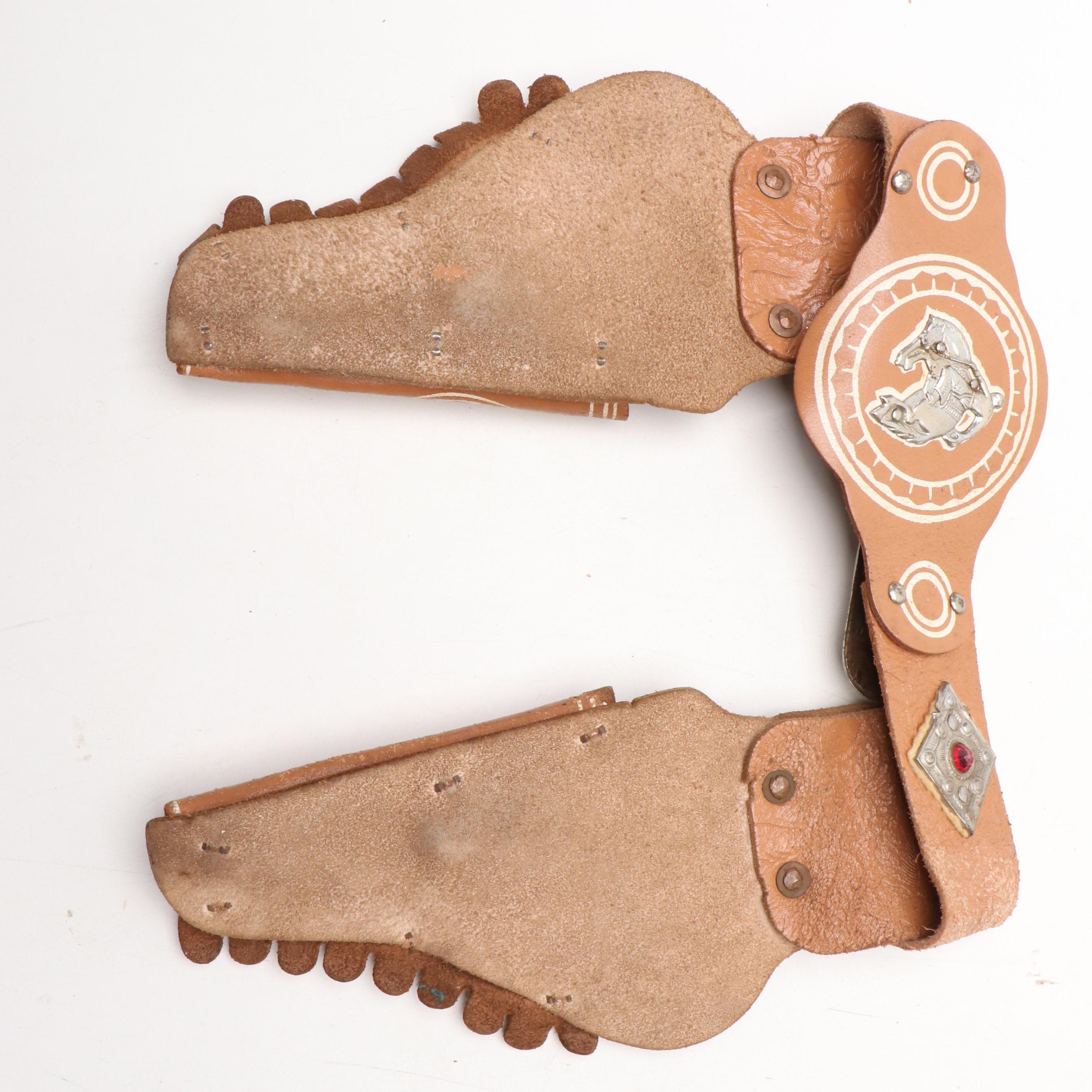 Hubley "Trooper" Dueling Revolver Cap Guns with Holsters, Mid-20th Century