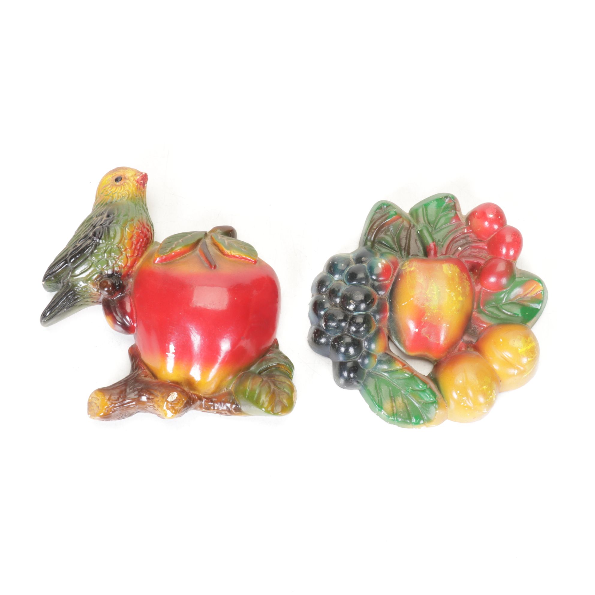Chalkware Fruit & Bird Wall Decor