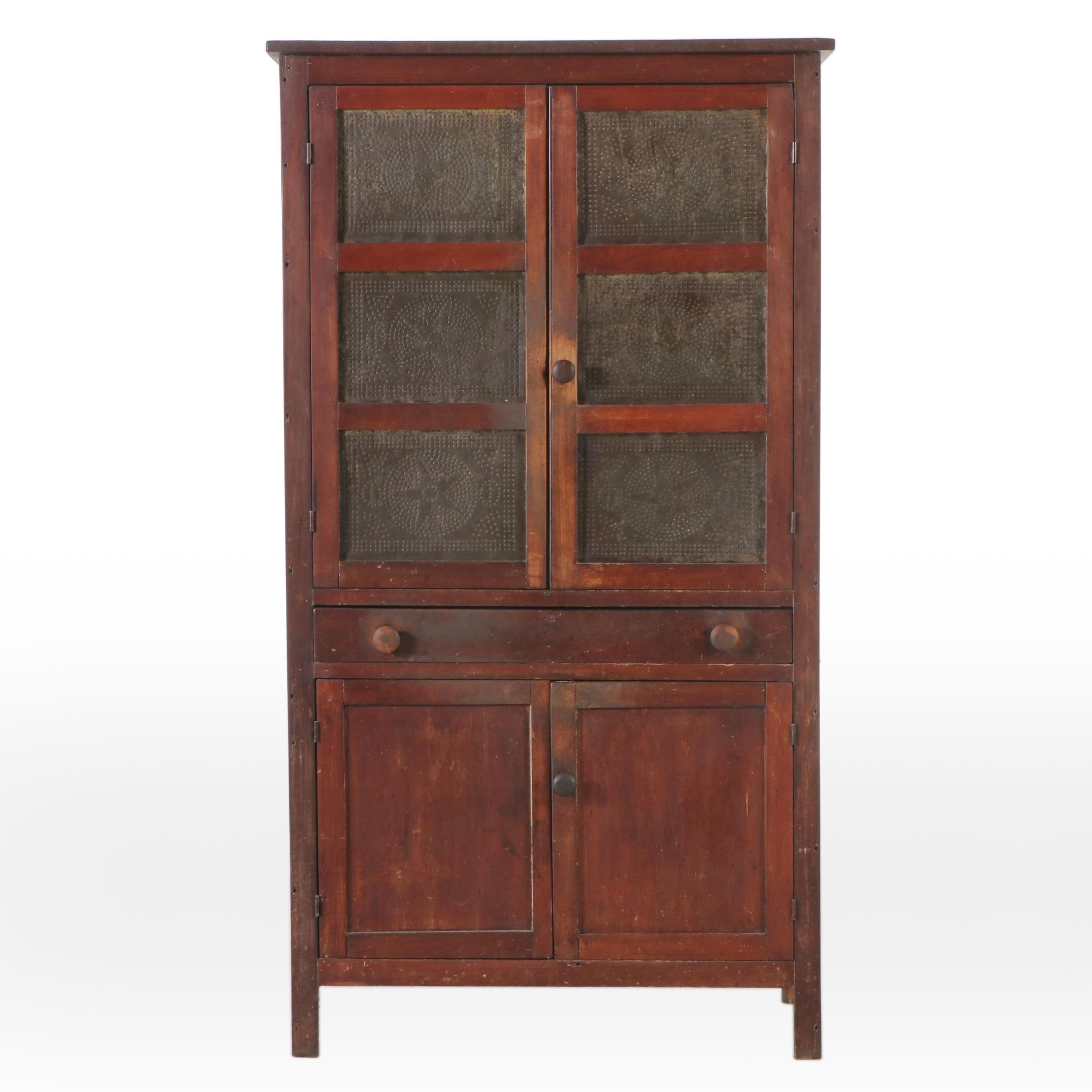 Shaker Style Poplar and Punched Tin Pie Safe