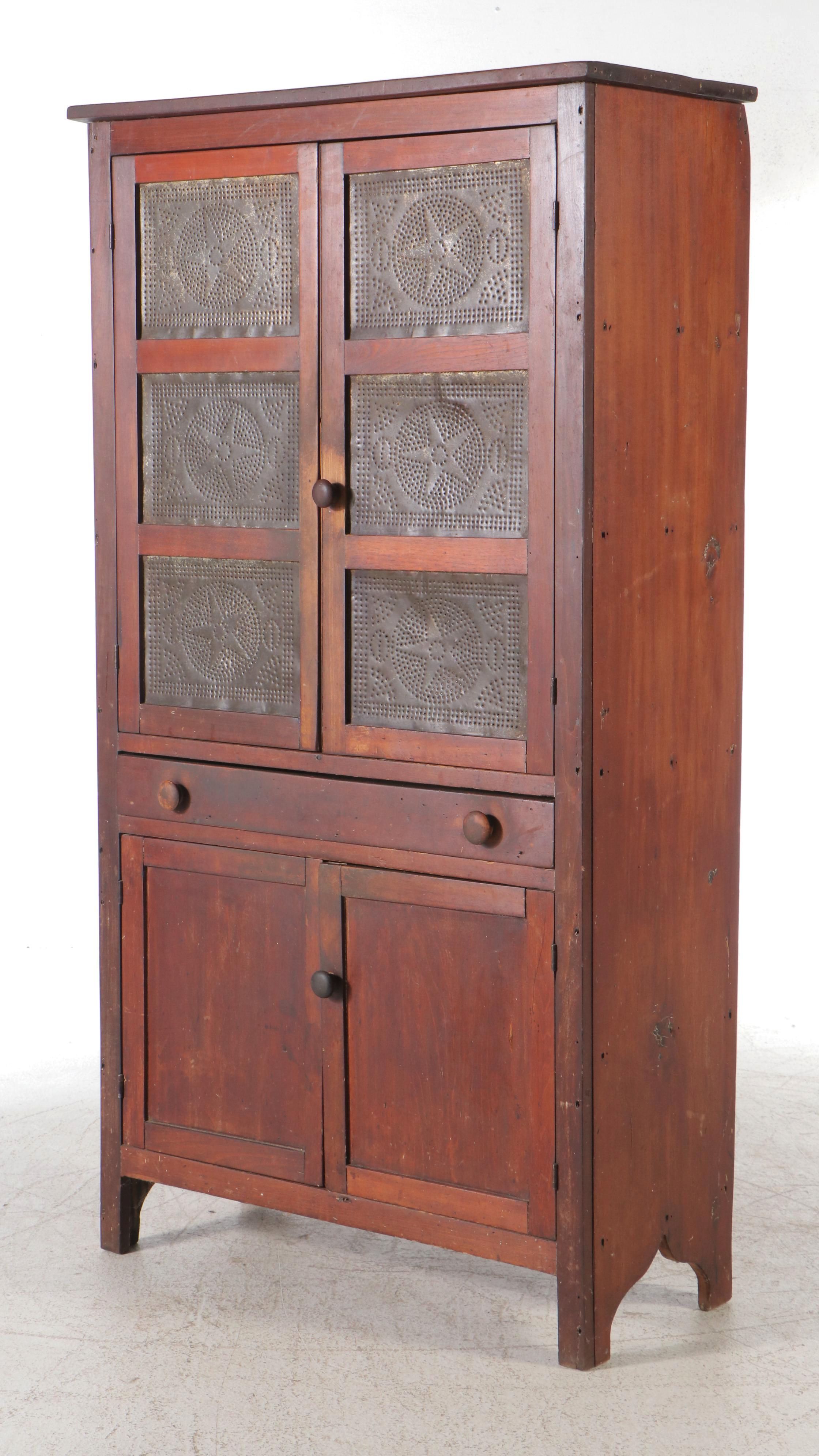 Shaker Style Poplar and Punched Tin Pie Safe