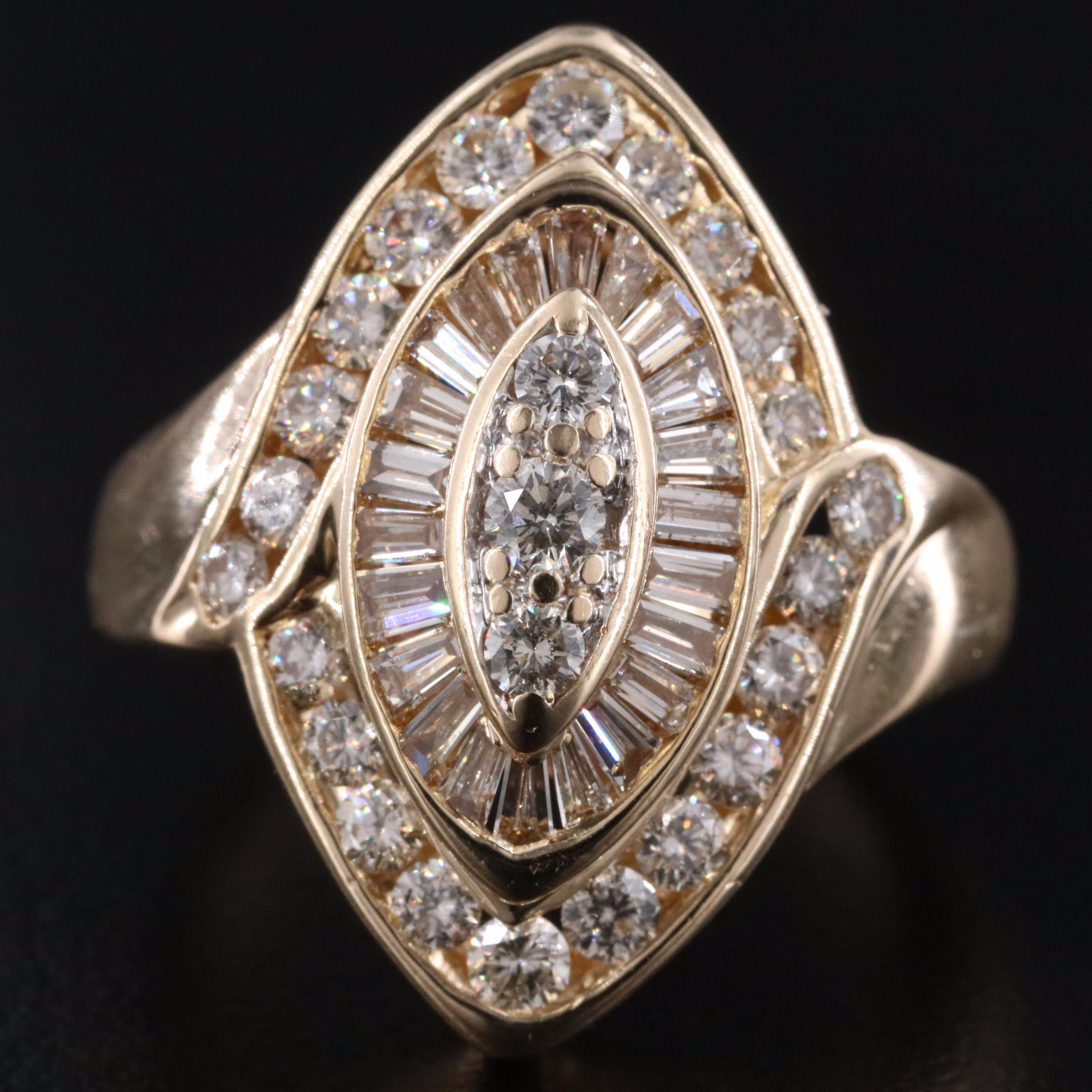 14K 2.07 CTW Diamond Navette Ring