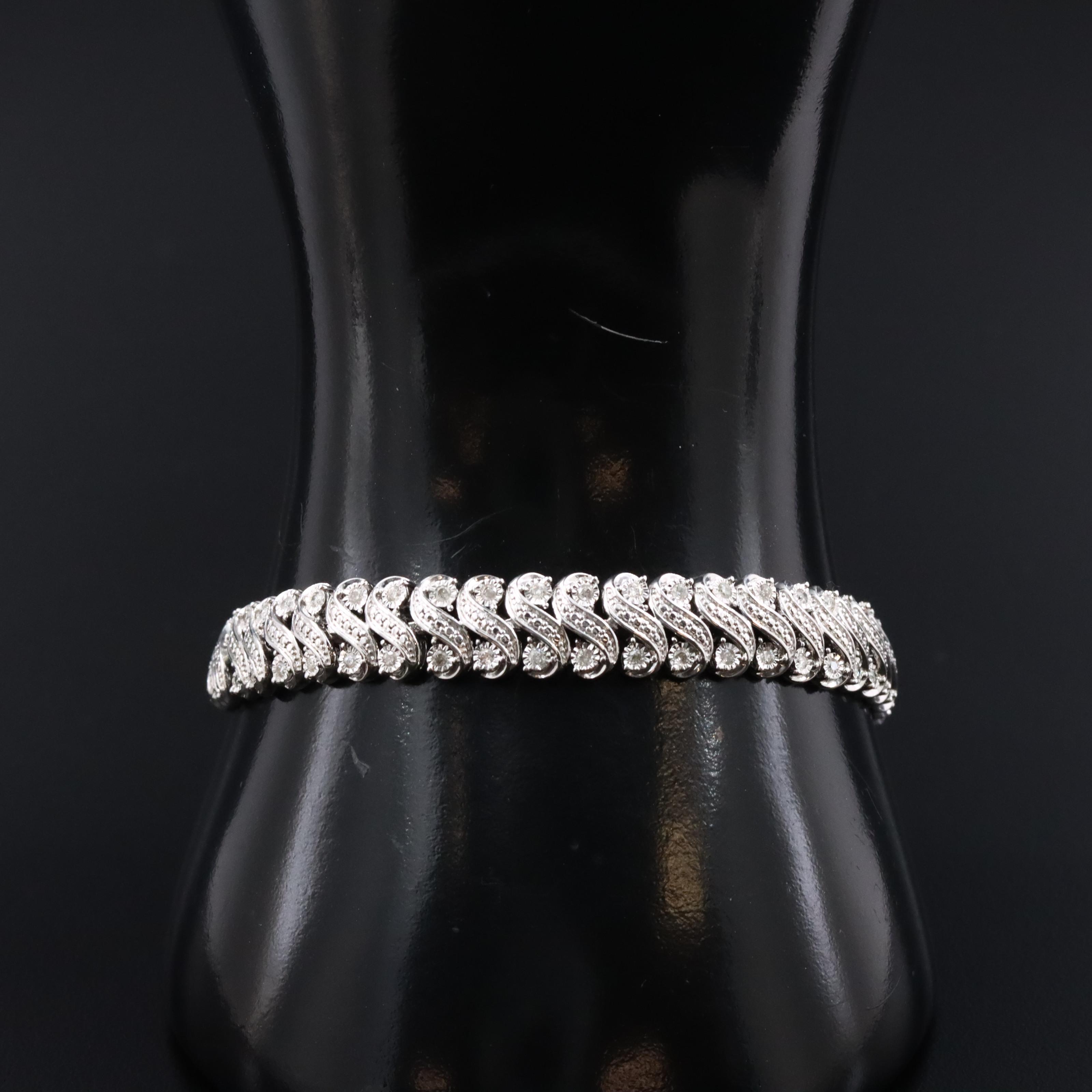 Sterling 1.03 CTW Diamond Bracelet
