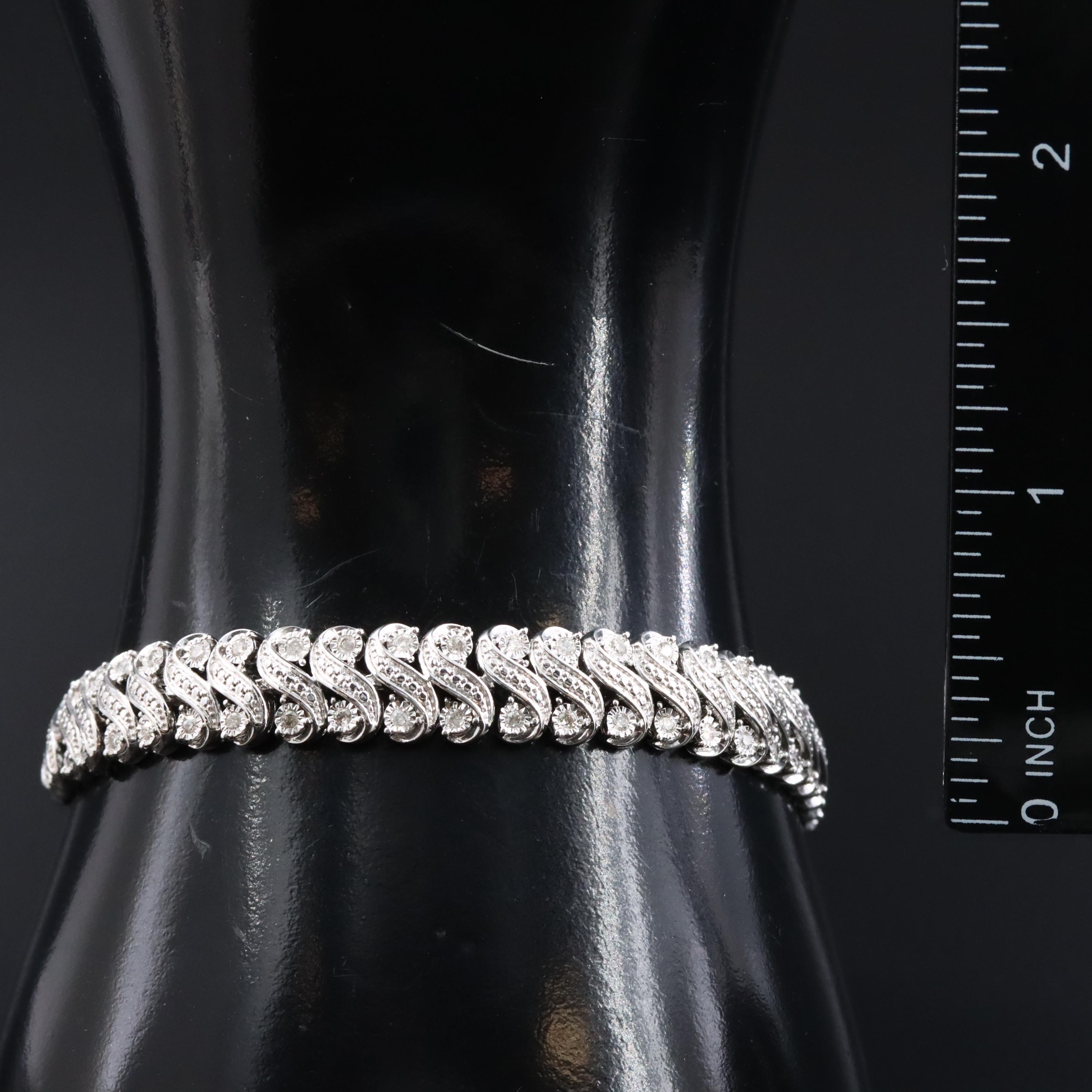 Sterling 1.03 CTW Diamond Bracelet