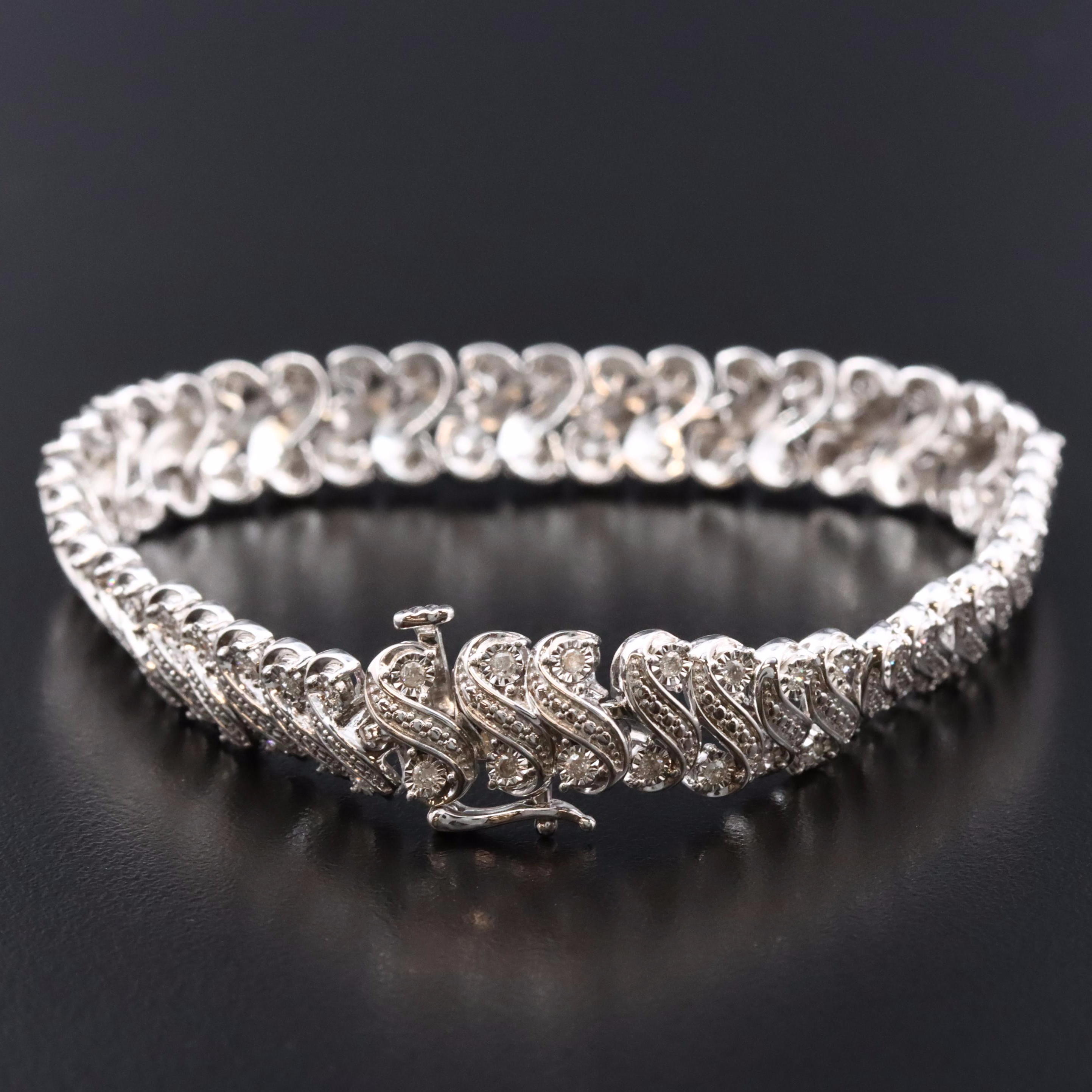 Sterling 1.03 CTW Diamond Bracelet
