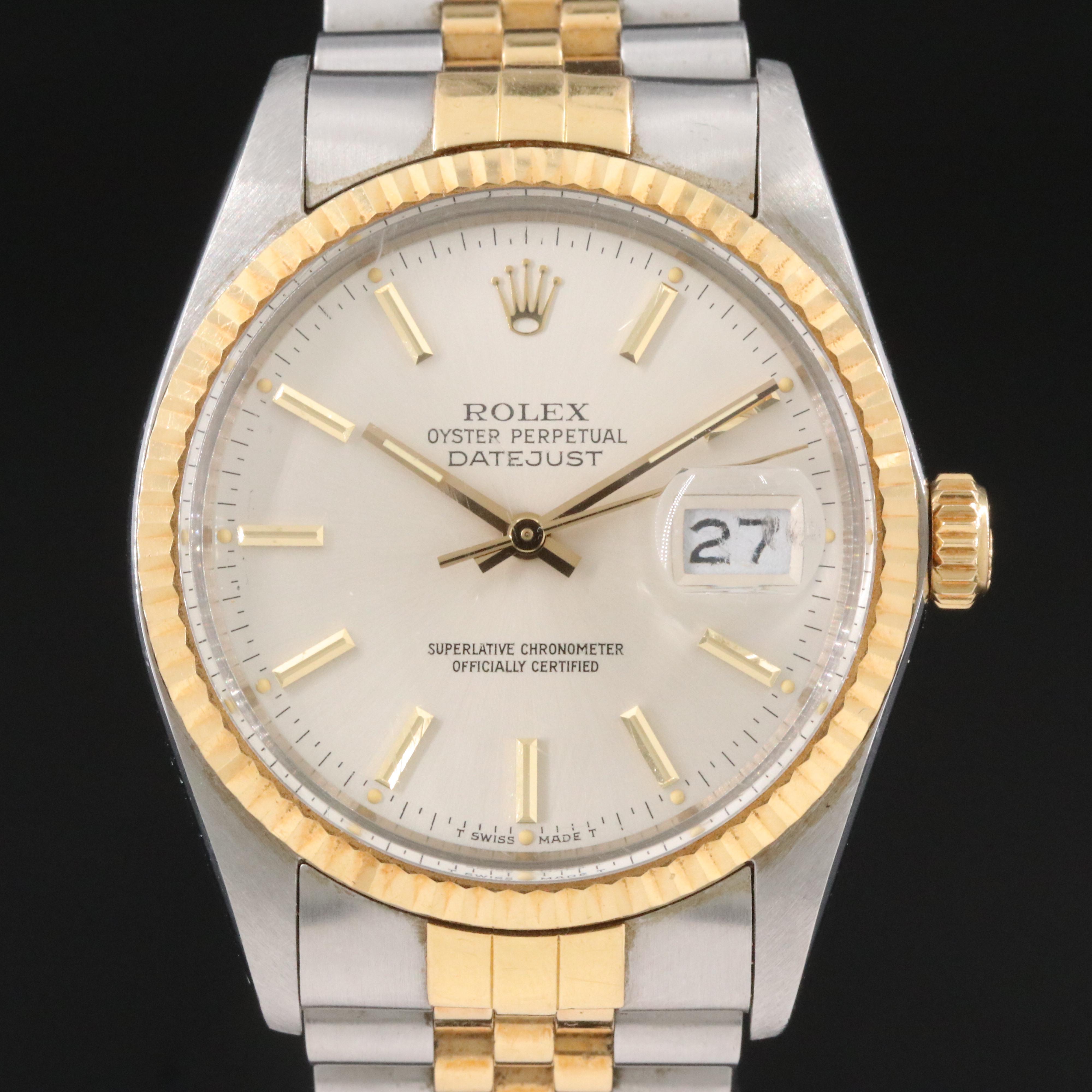 1985 Rolex 18K and Steel Oyster Perpetual Datejust Watch