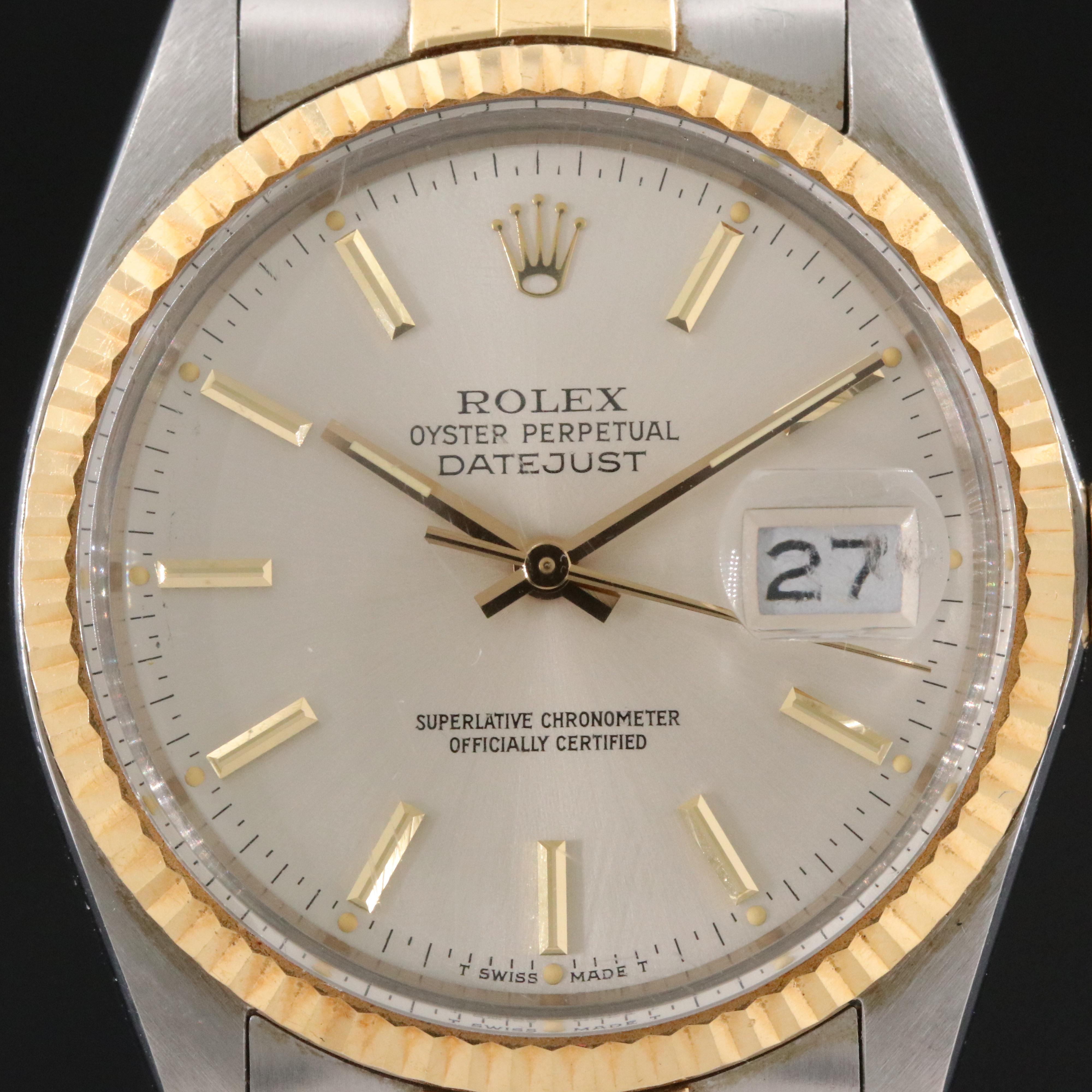 1985 Rolex 18K and Steel Oyster Perpetual Datejust Watch