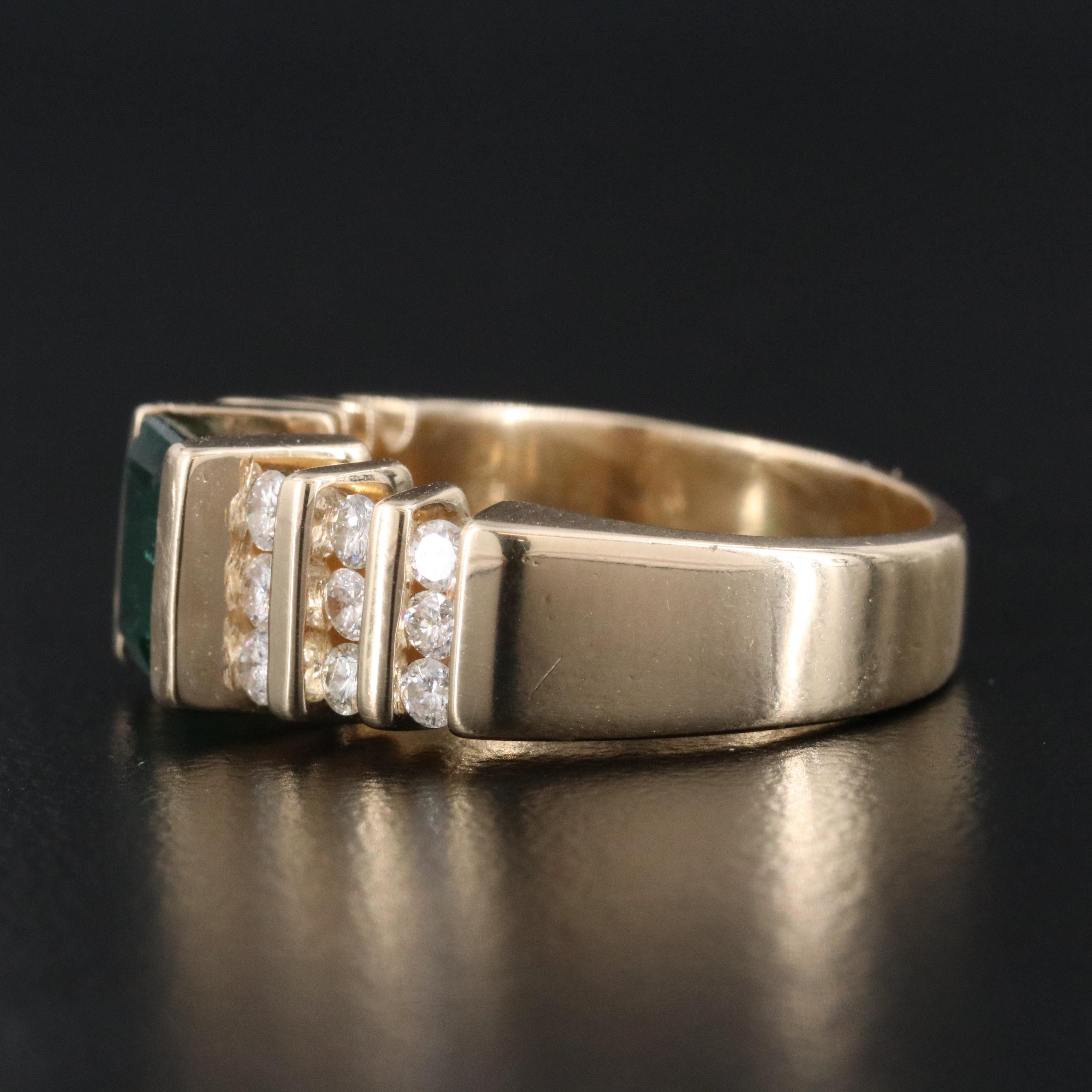 14K Emerald and Diamond Ring