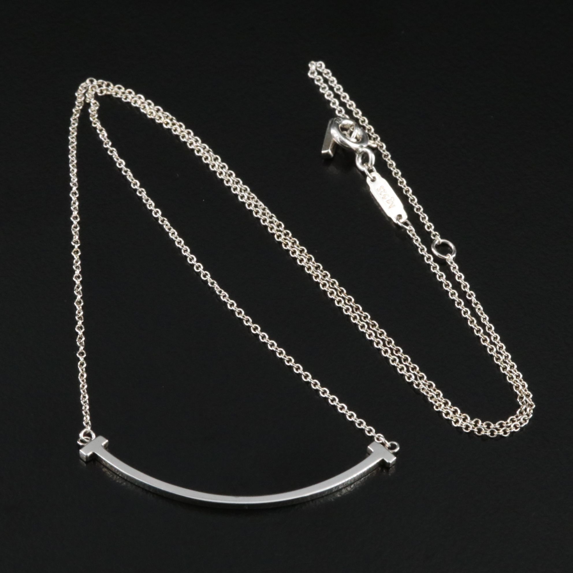 Tiffany & Co. "T" Sterling Smile Necklace