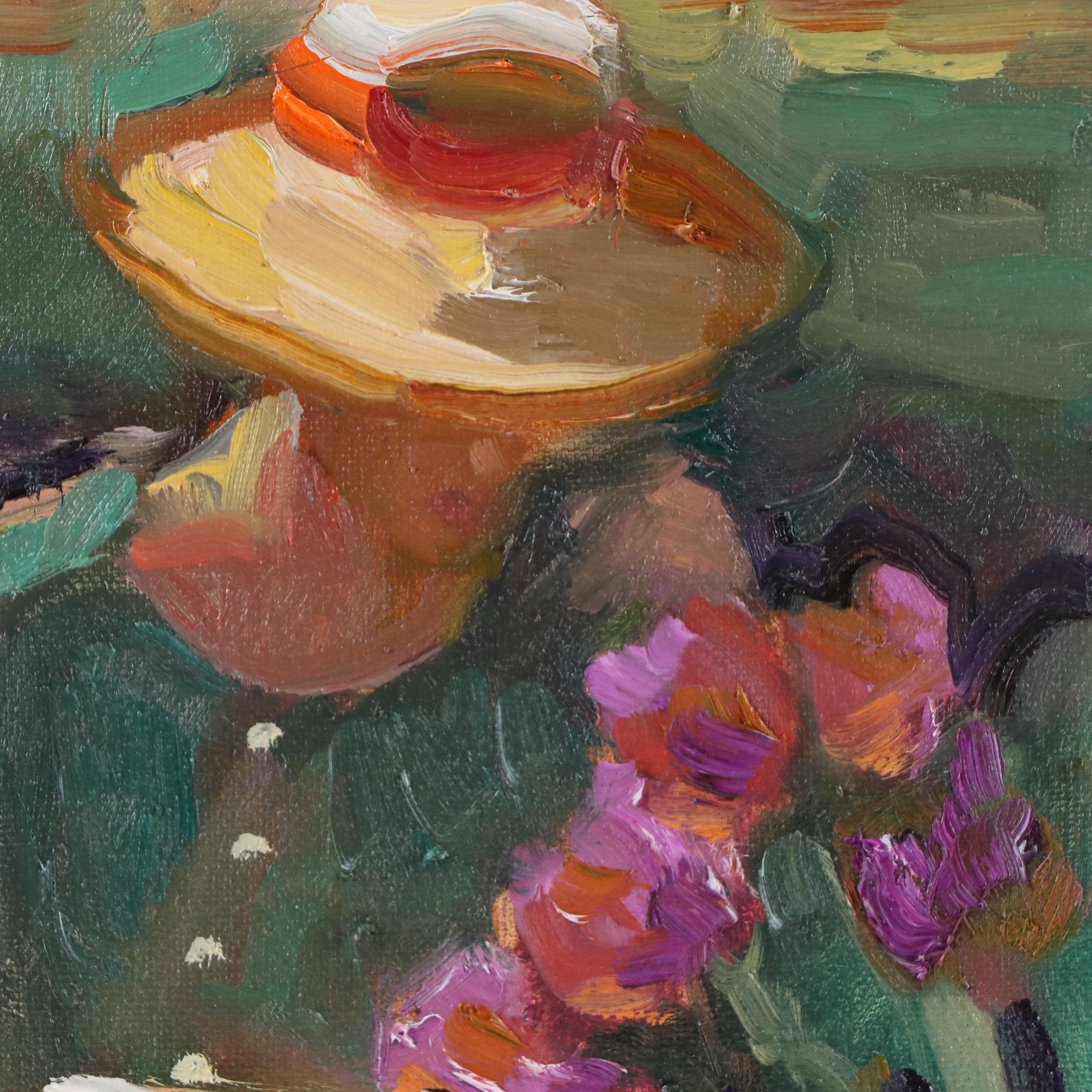 Sally Rosenbaum Oil Painting of Figure Reading, 21st Century