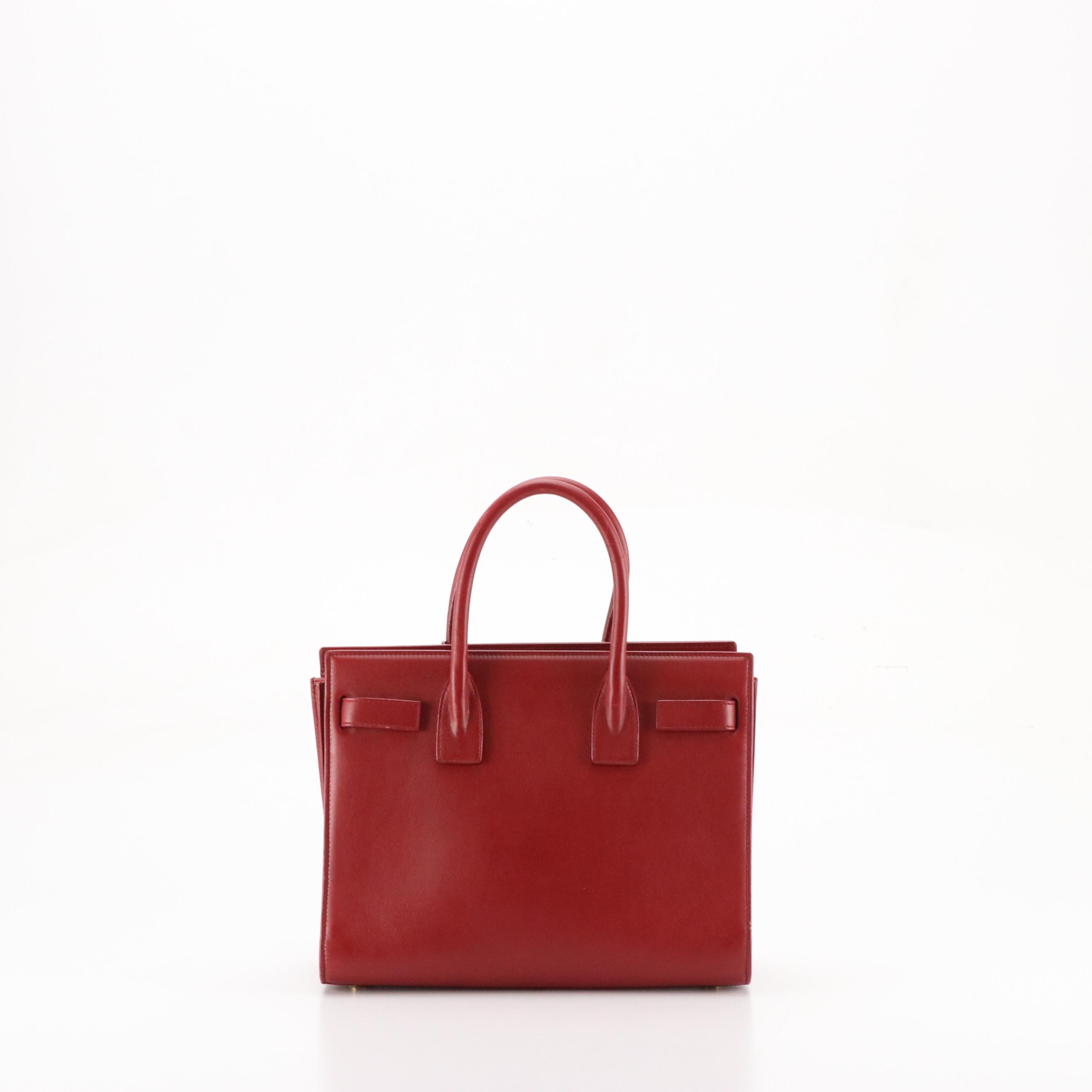 Saint Laurent Small Sac de Jour Two-Way Bag in Lipstick Red Calfskin Leather