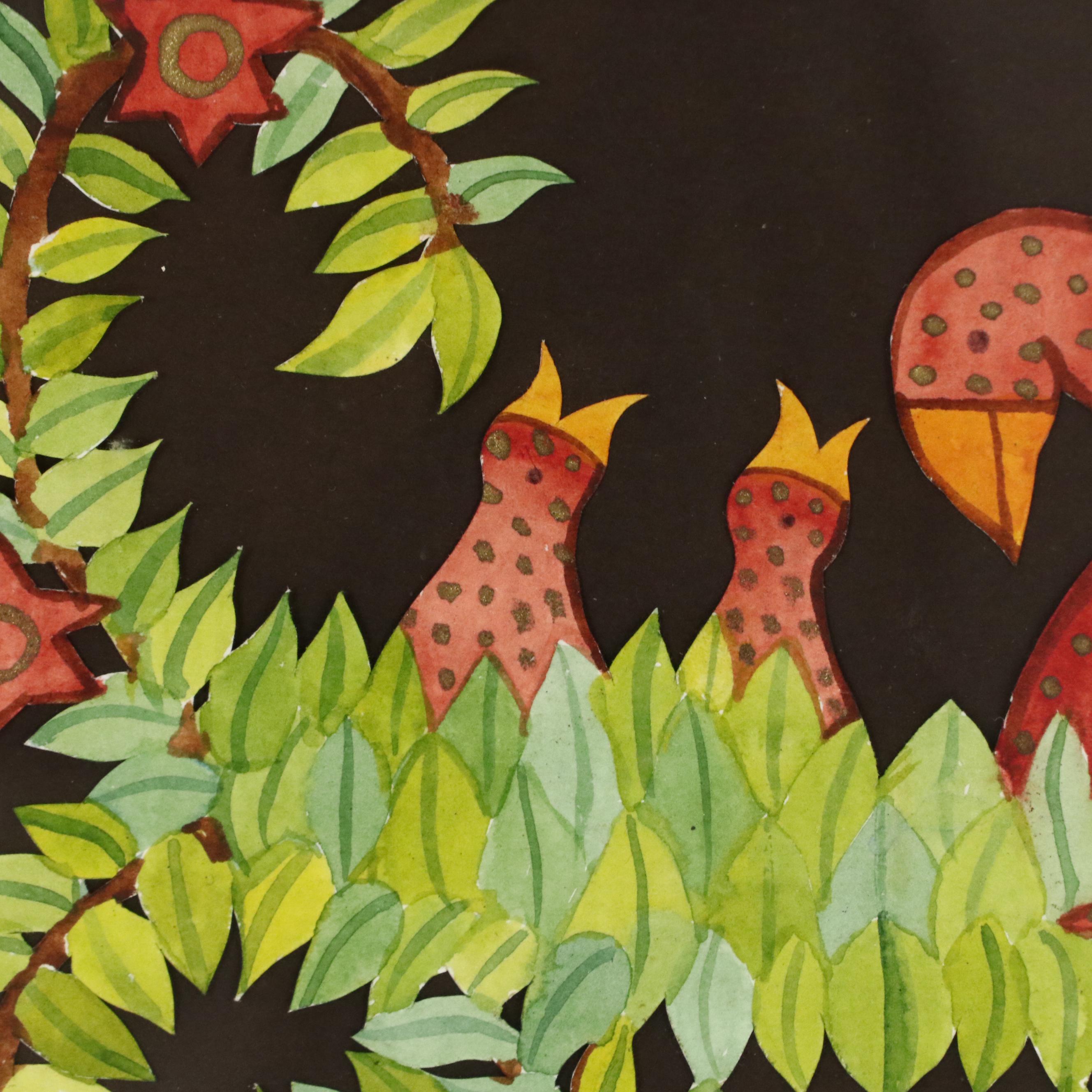 Pamela Dalton Hand-Painted Scherenschnitte Folk Art with Verse, 1991