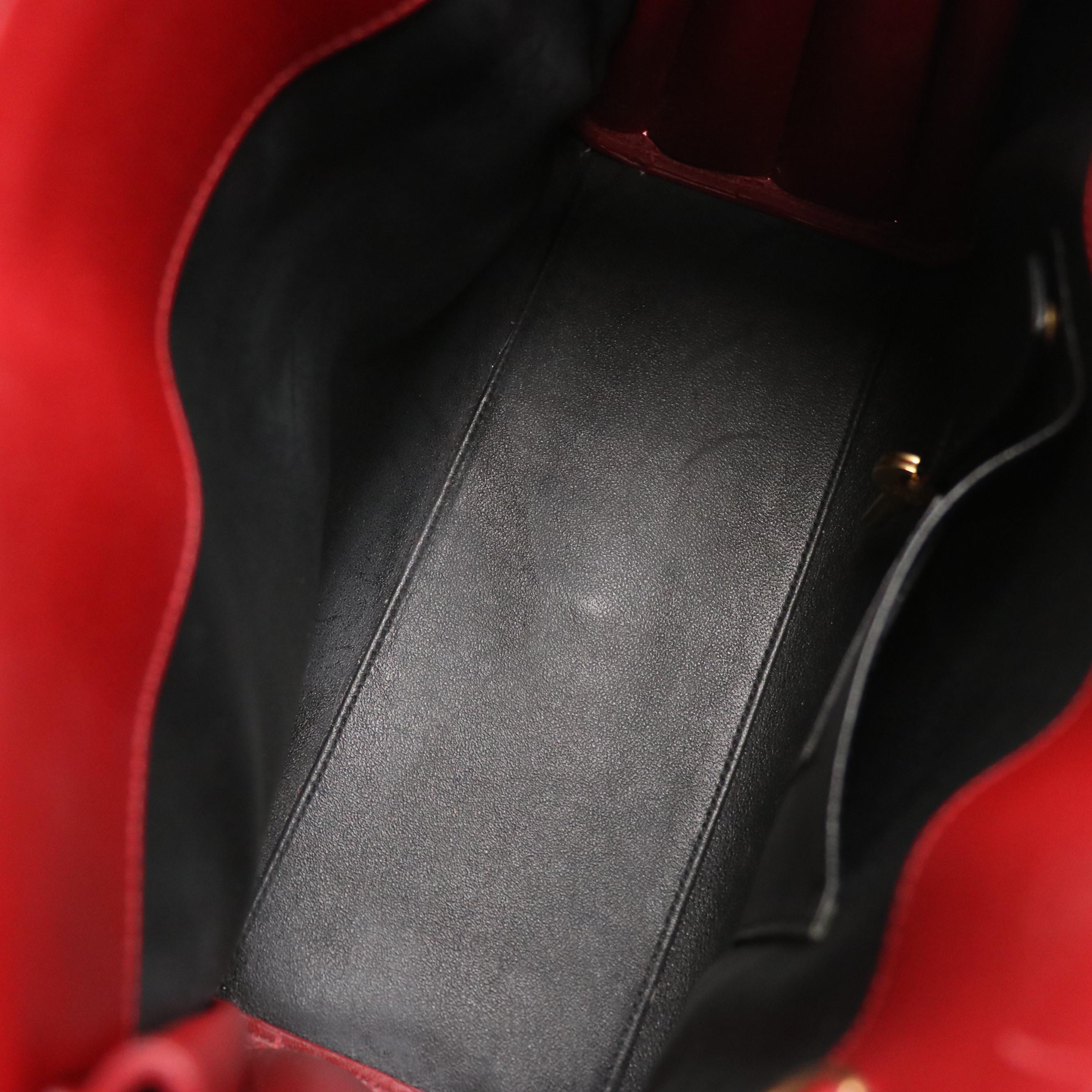 Saint Laurent Small Sac de Jour Two-Way Bag in Lipstick Red Calfskin Leather