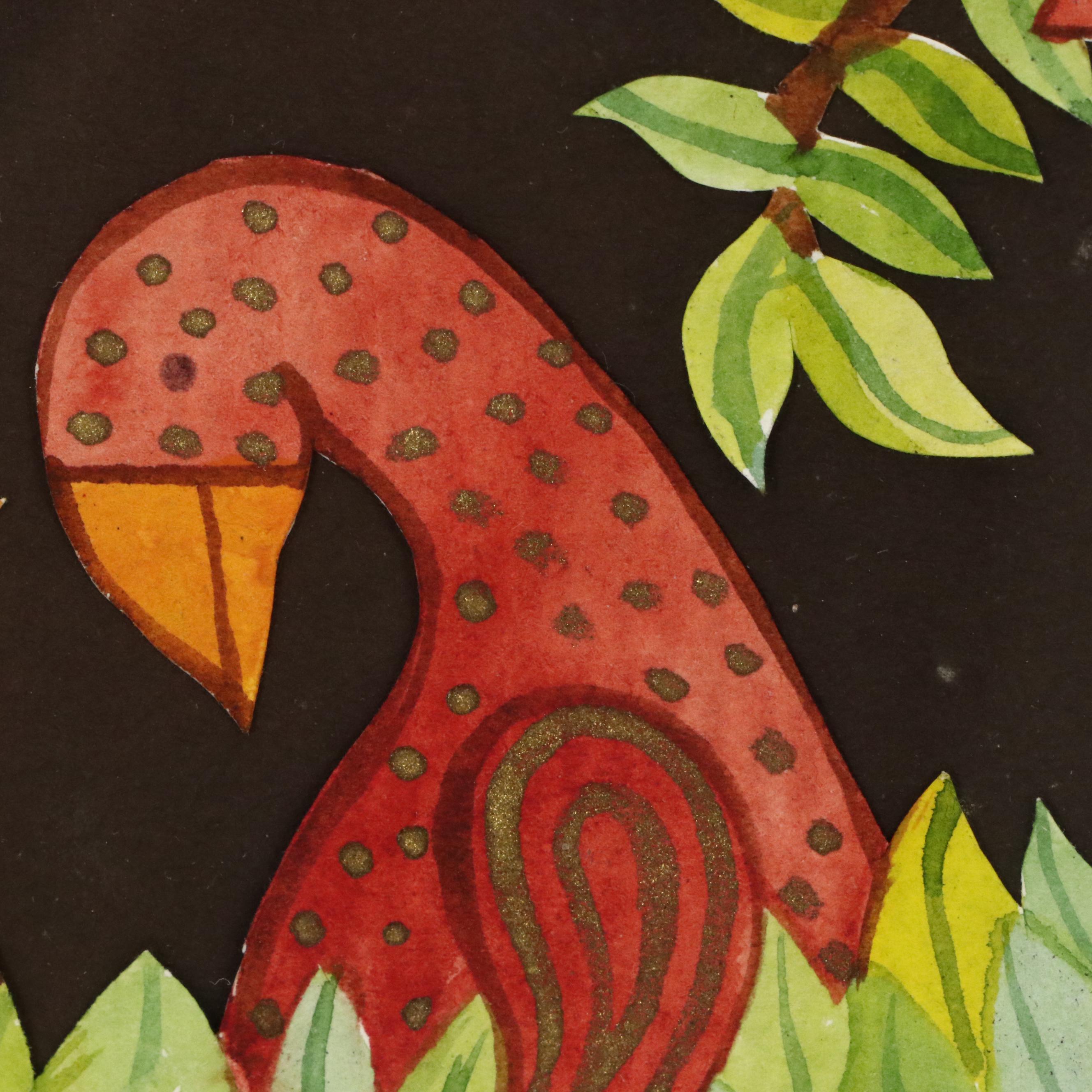 Pamela Dalton Hand-Painted Scherenschnitte Folk Art with Verse, 1991