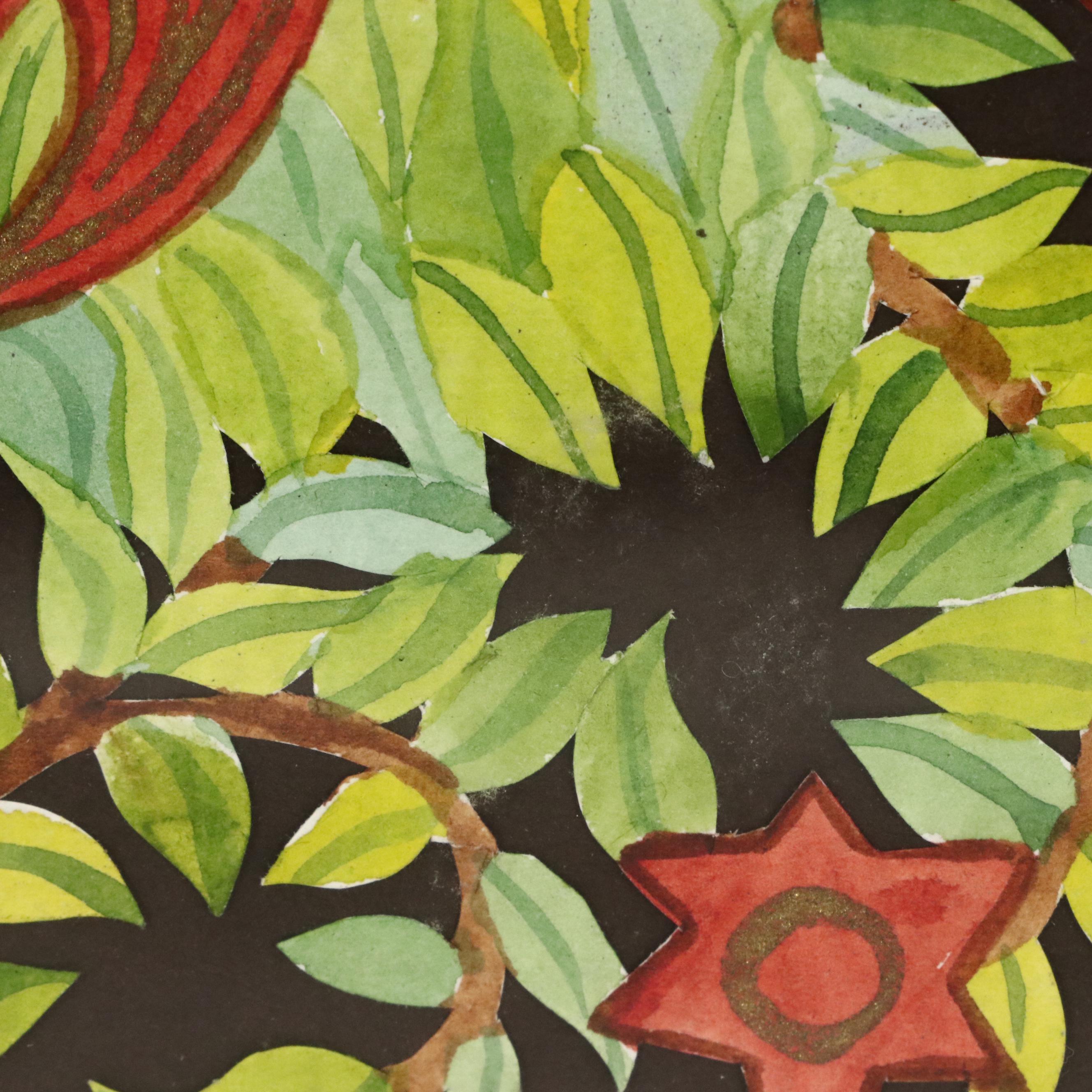 Pamela Dalton Hand-Painted Scherenschnitte Folk Art with Verse, 1991