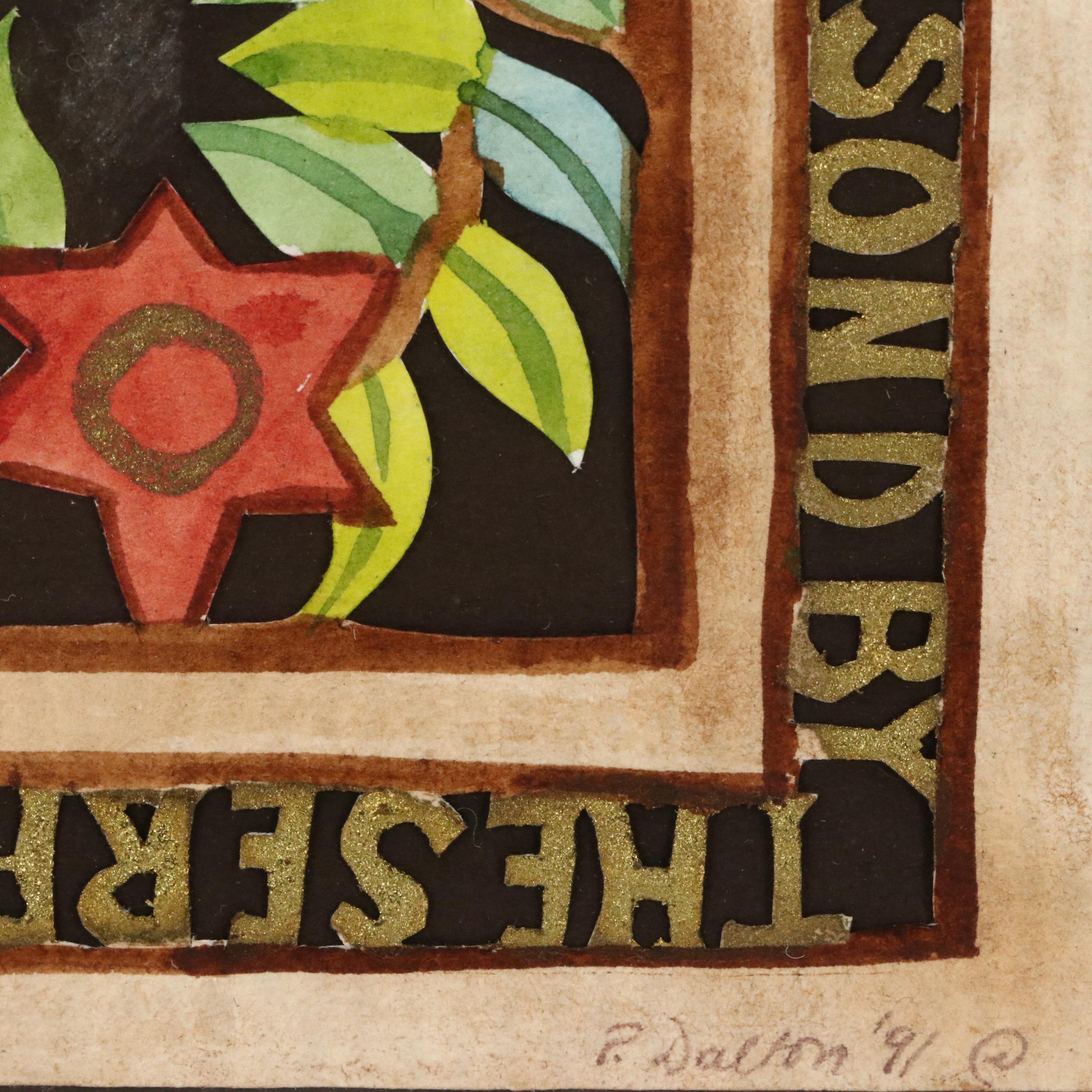 Pamela Dalton Hand-Painted Scherenschnitte Folk Art with Verse, 1991