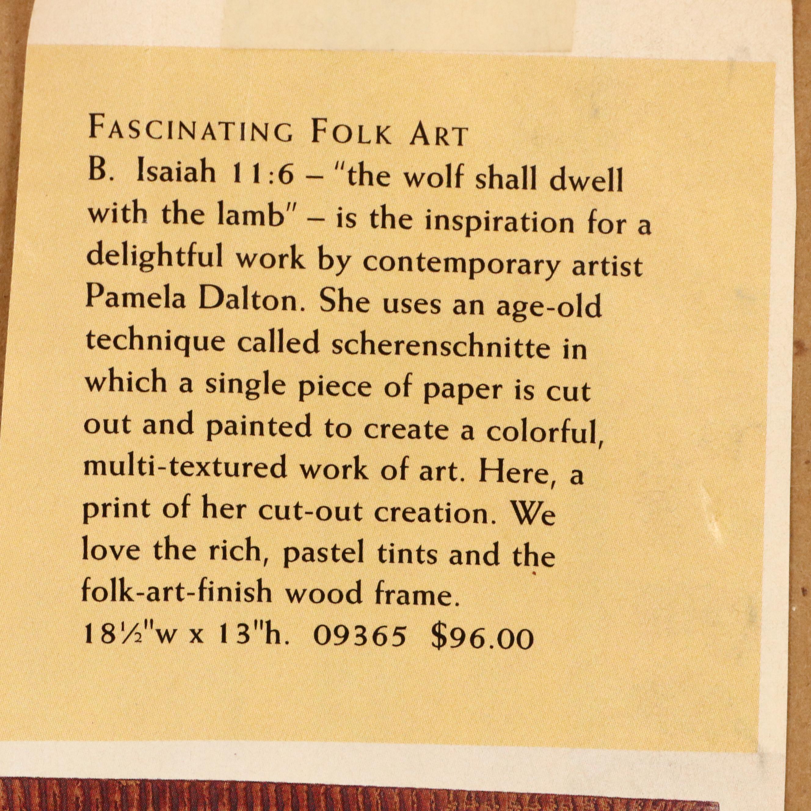 Pamela Dalton Hand-Painted Scherenschnitte Folk Art with Verse, 1991