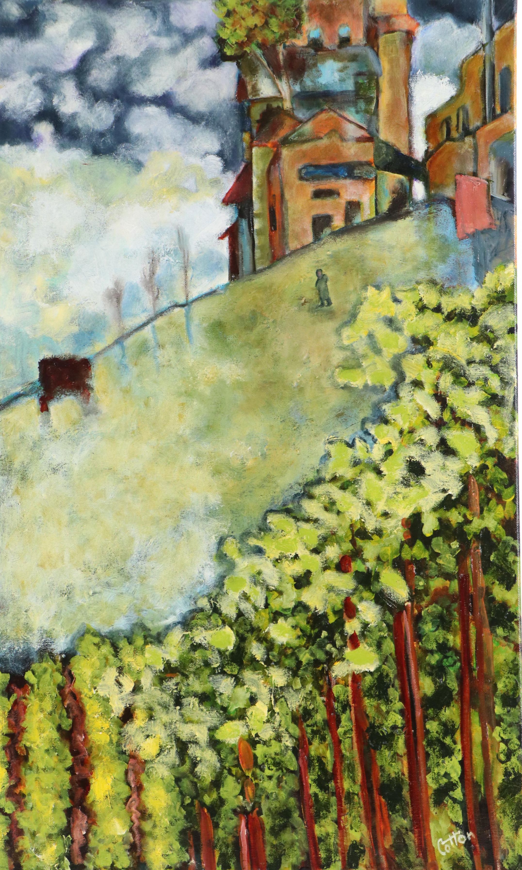 Hilltop Manor Landscape Acrylic Painting