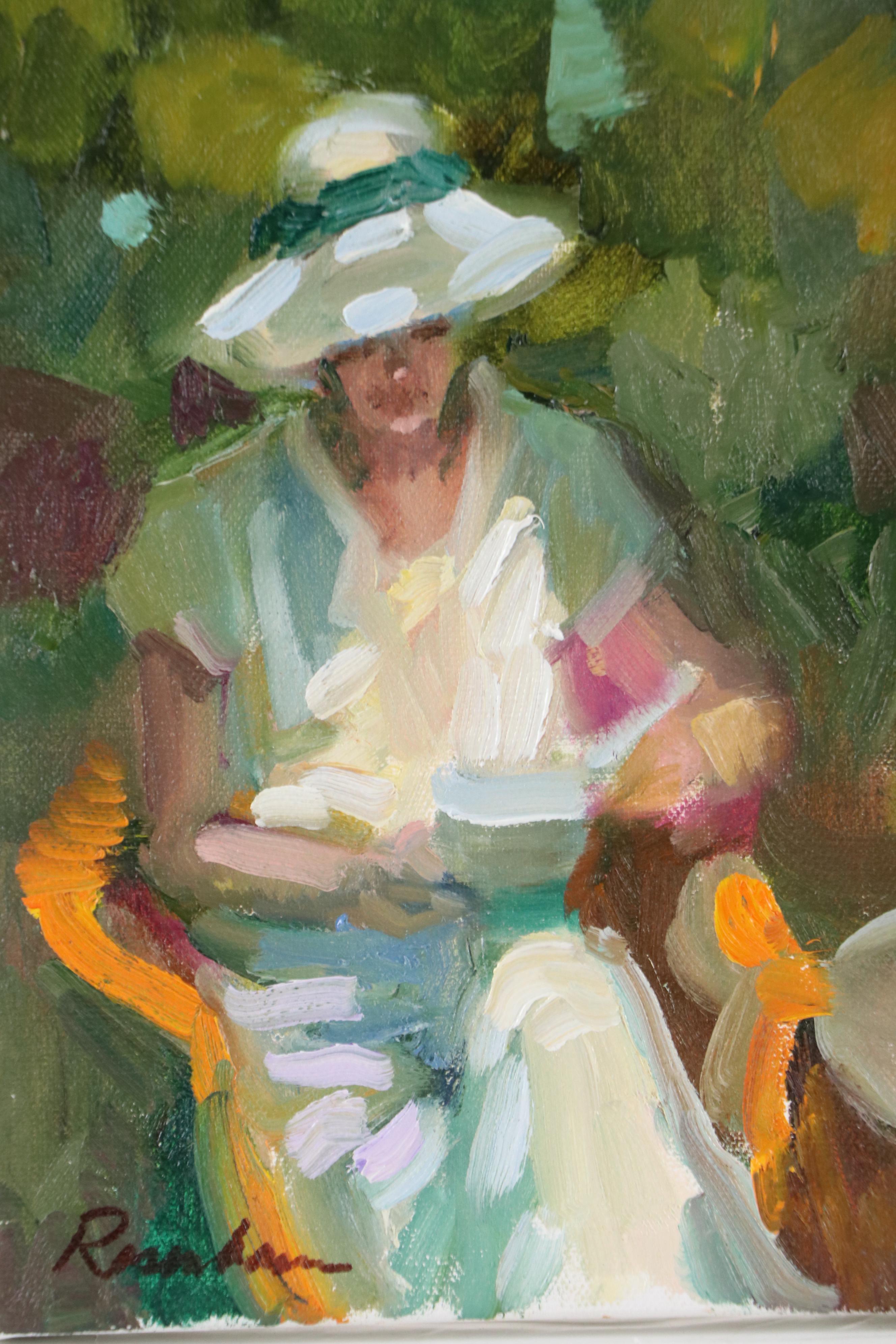 Sally Rosenbaum Oil Painting of Figure Reading, 21st Century