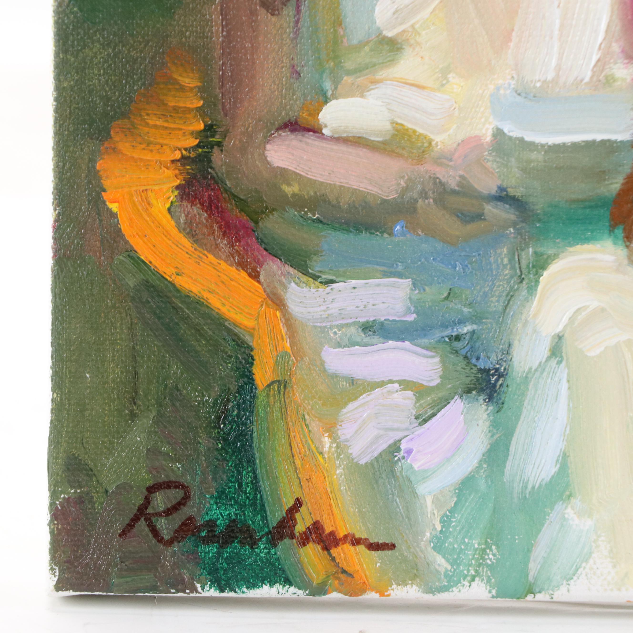Sally Rosenbaum Oil Painting of Figure Reading, 21st Century
