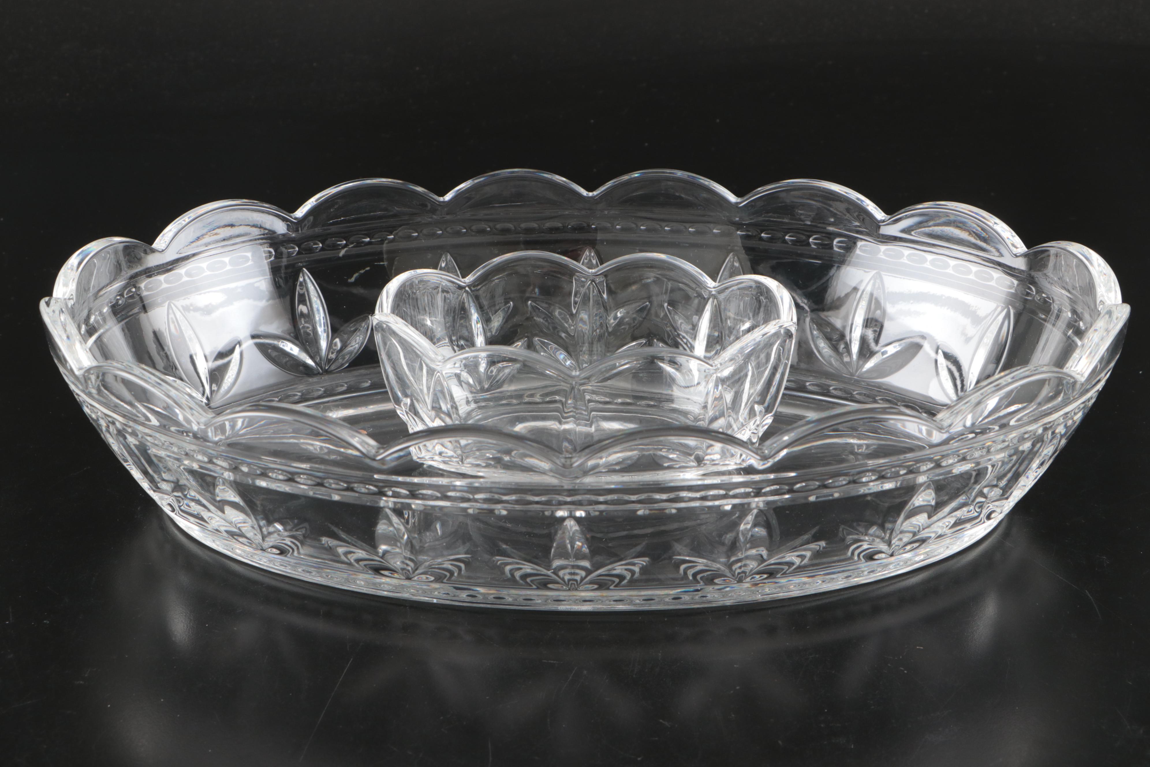 Marquis by Waterford "Brennan" Crystal Tray, "Lismore" Shakers and Crystal Bowls