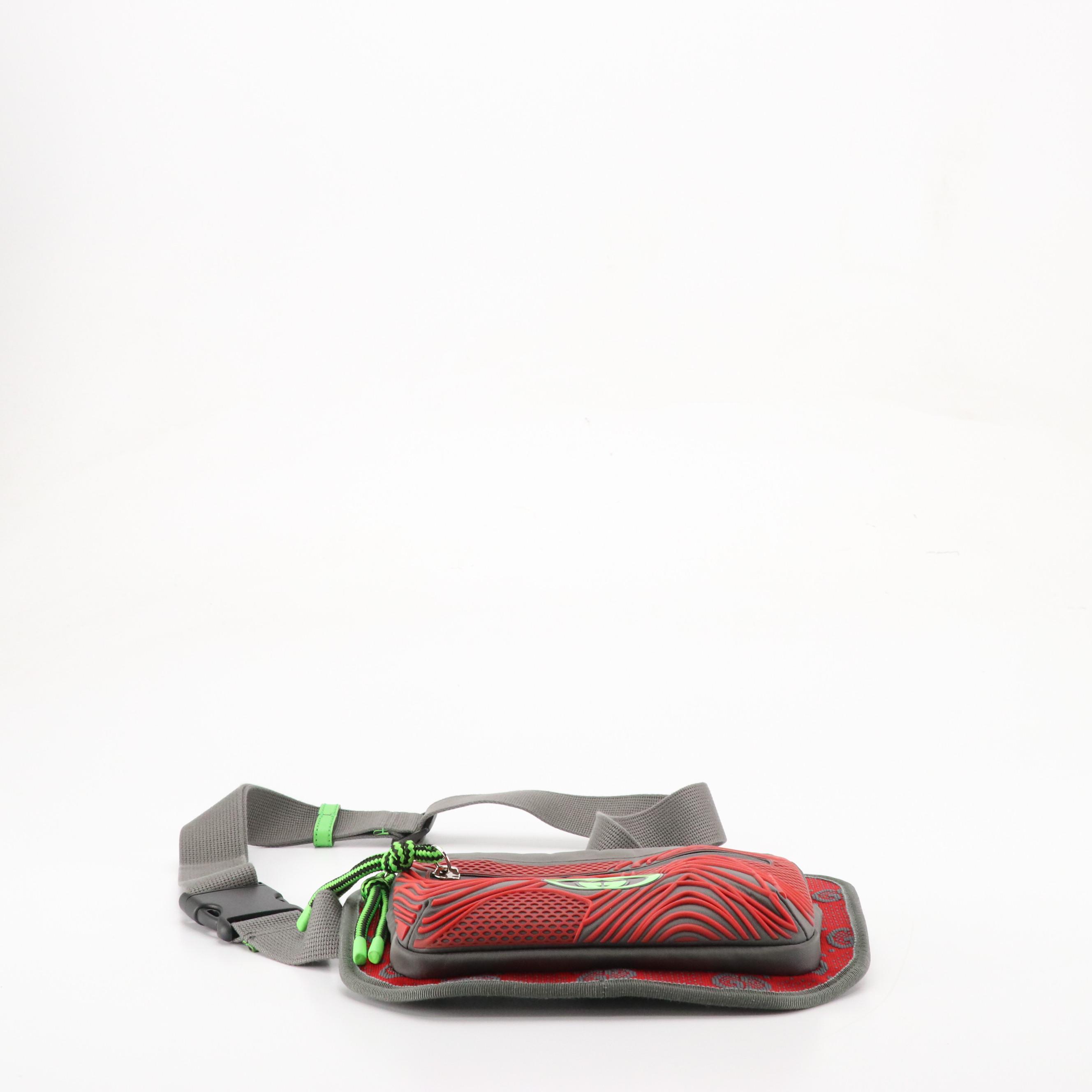 Gucci All Over Sporty Belt Bag in GG Jersey and Rubber Trim Nylon