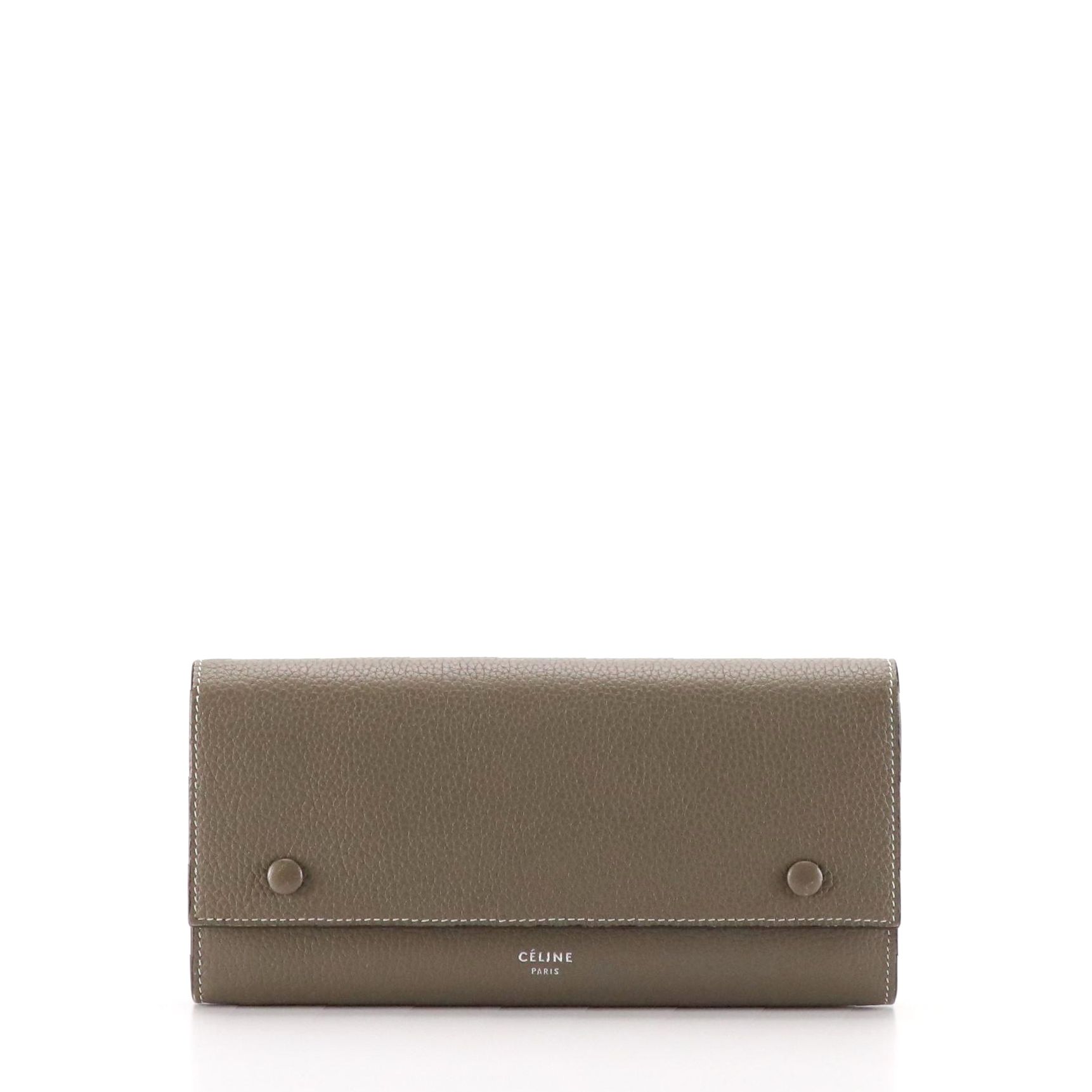 Celine Flap Multifunction Large Wallet in Drummed Leather