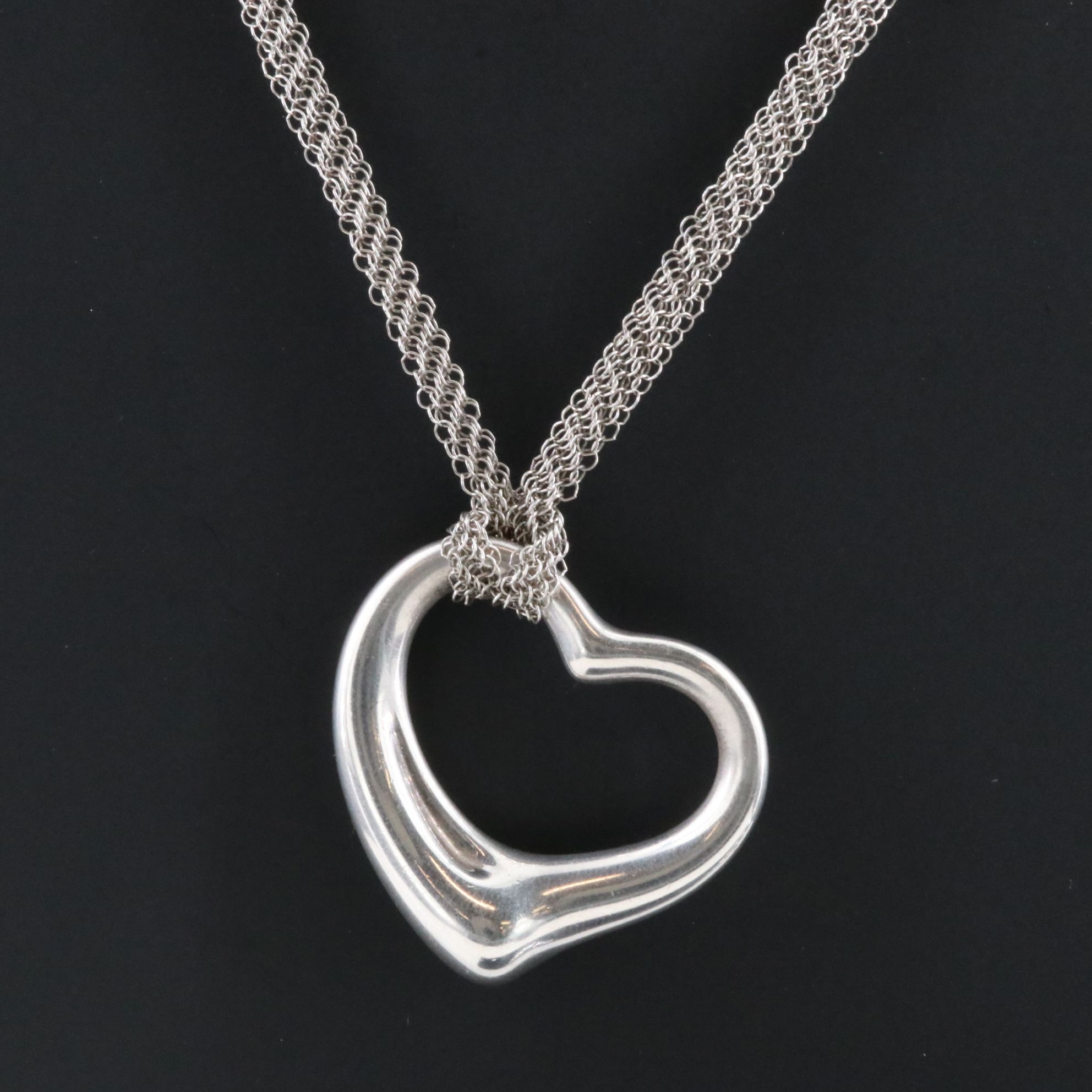 Elsa Peretti for Tiffany & Co. Open Heart Sterling Mesh Necklace