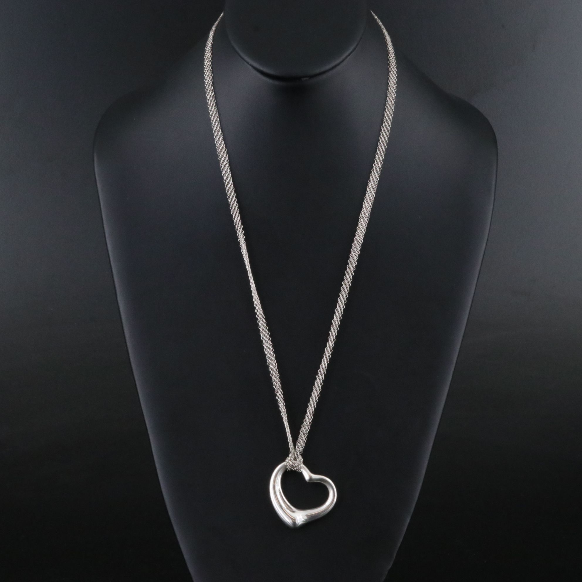 Elsa Peretti for Tiffany & Co. Open Heart Sterling Mesh Necklace
