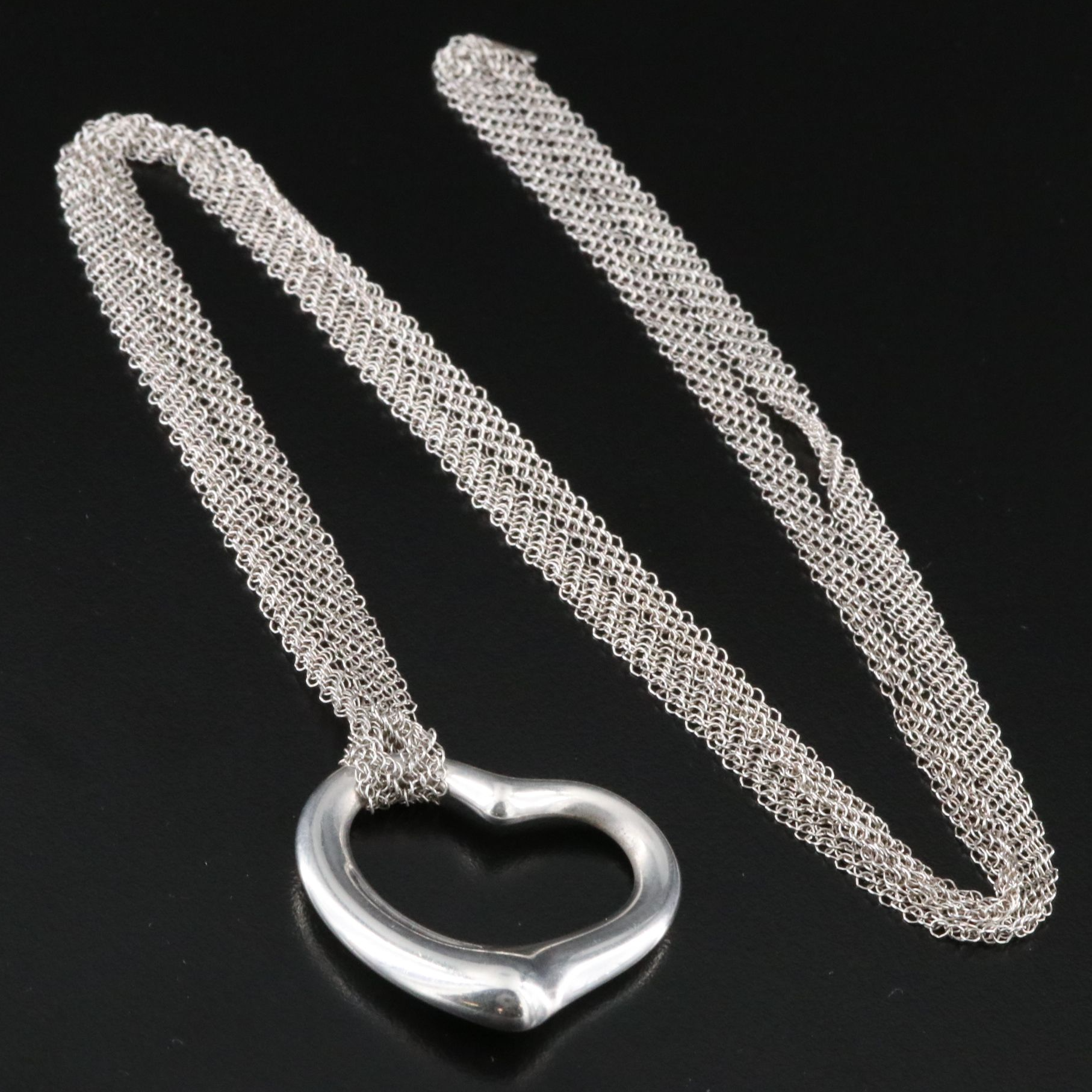 Elsa Peretti for Tiffany & Co. Open Heart Sterling Mesh Necklace