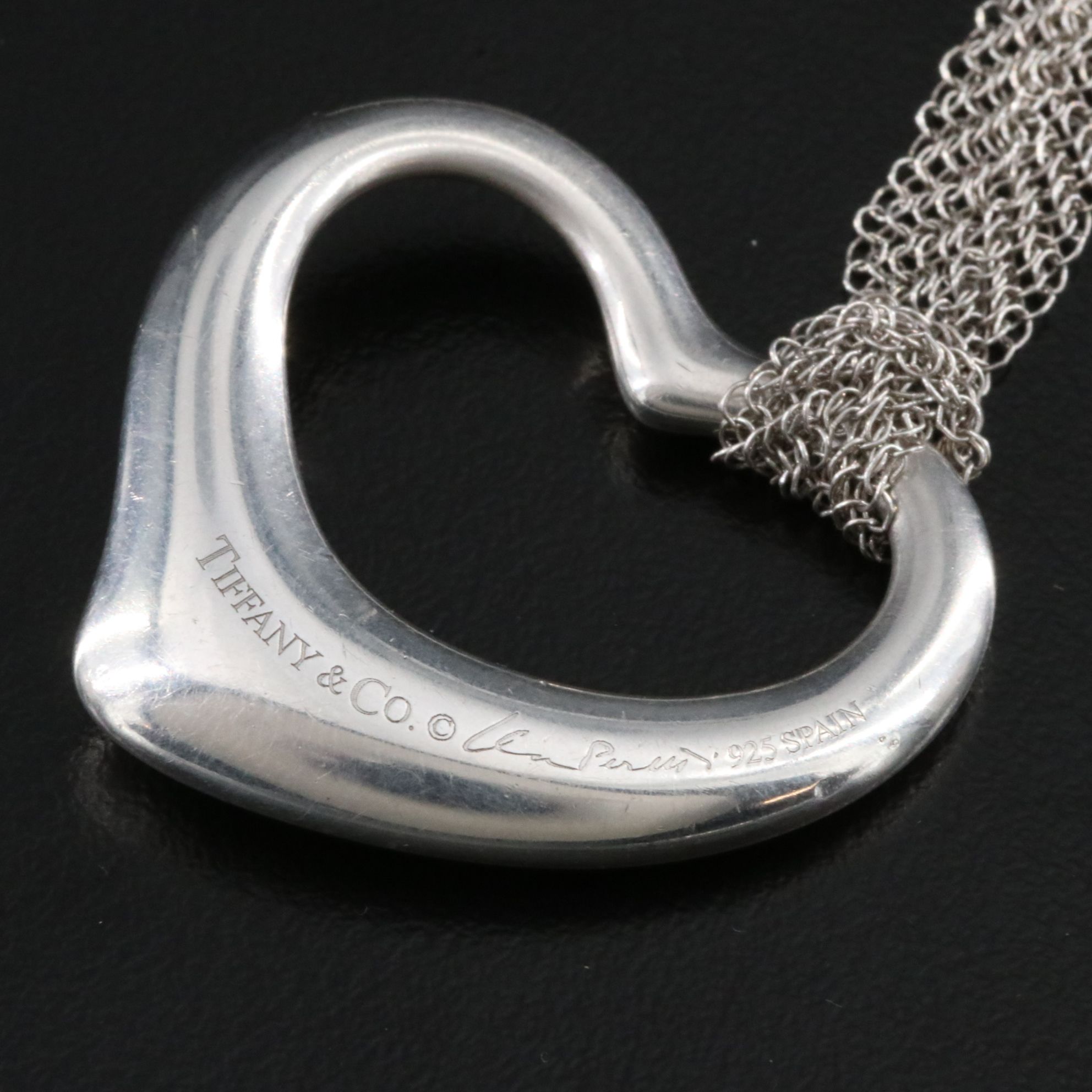 Elsa Peretti for Tiffany & Co. Open Heart Sterling Mesh Necklace