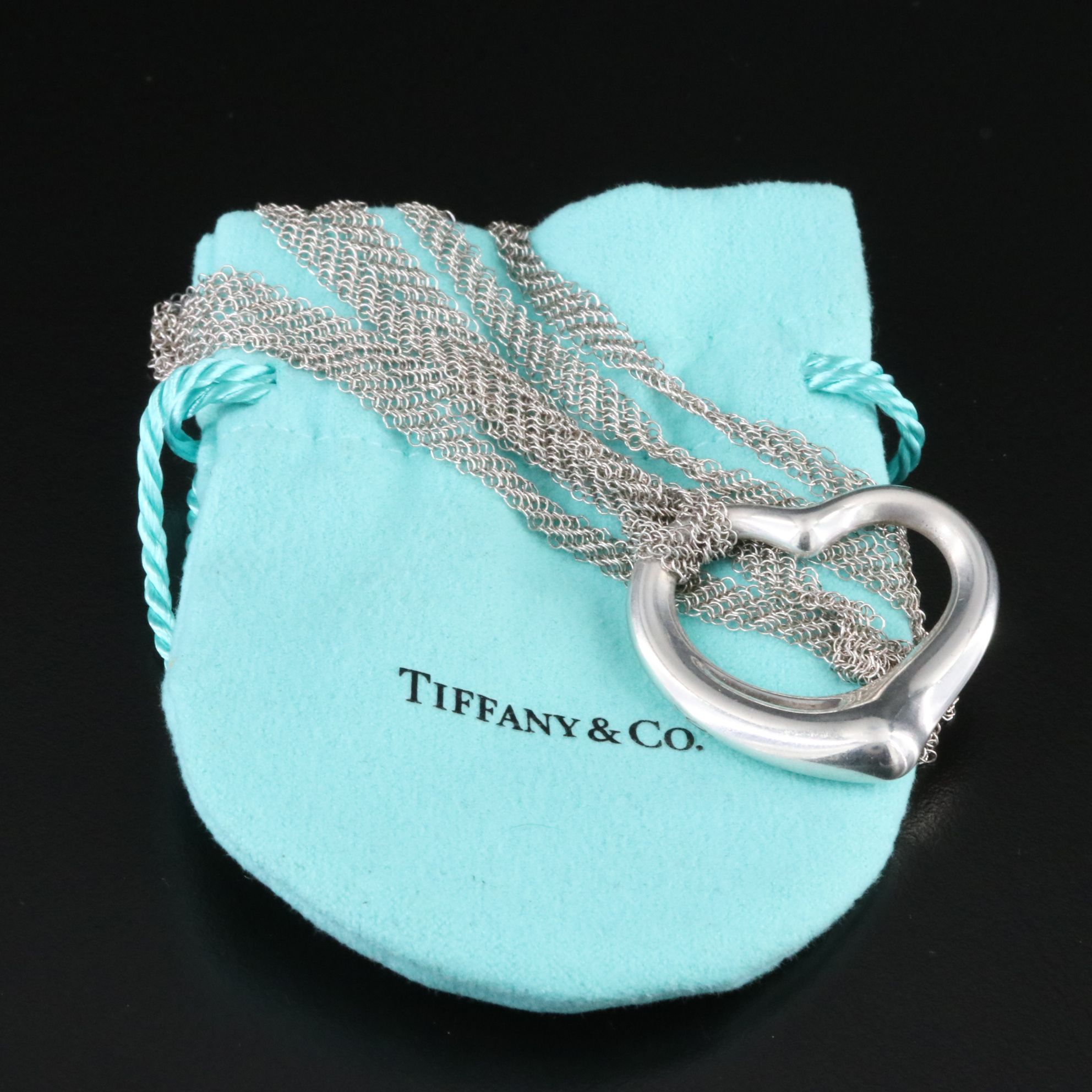 Elsa Peretti for Tiffany & Co. Open Heart Sterling Mesh Necklace