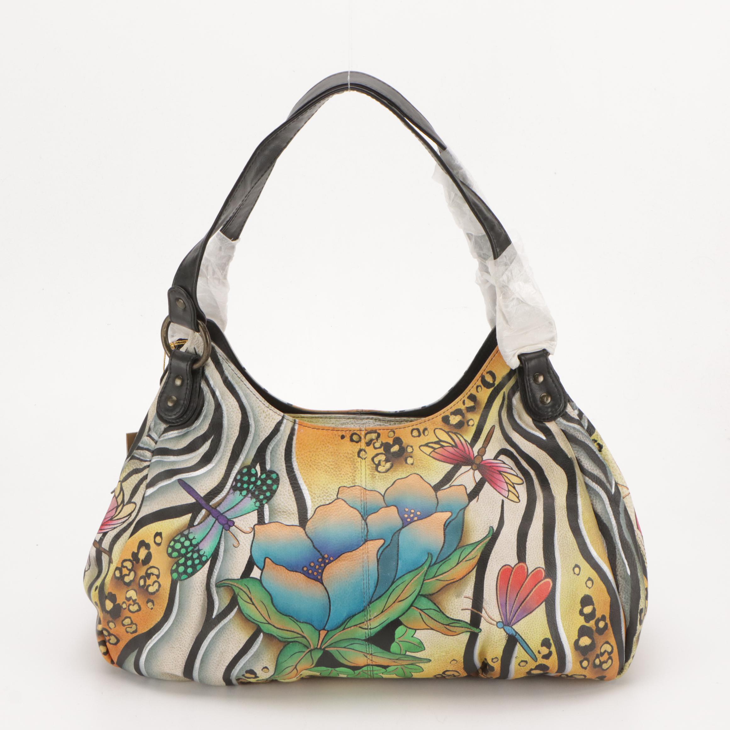 Anuschka Hand-Painted Leather Shoulder Bags, Wallet and Zip Pouch, With Tags