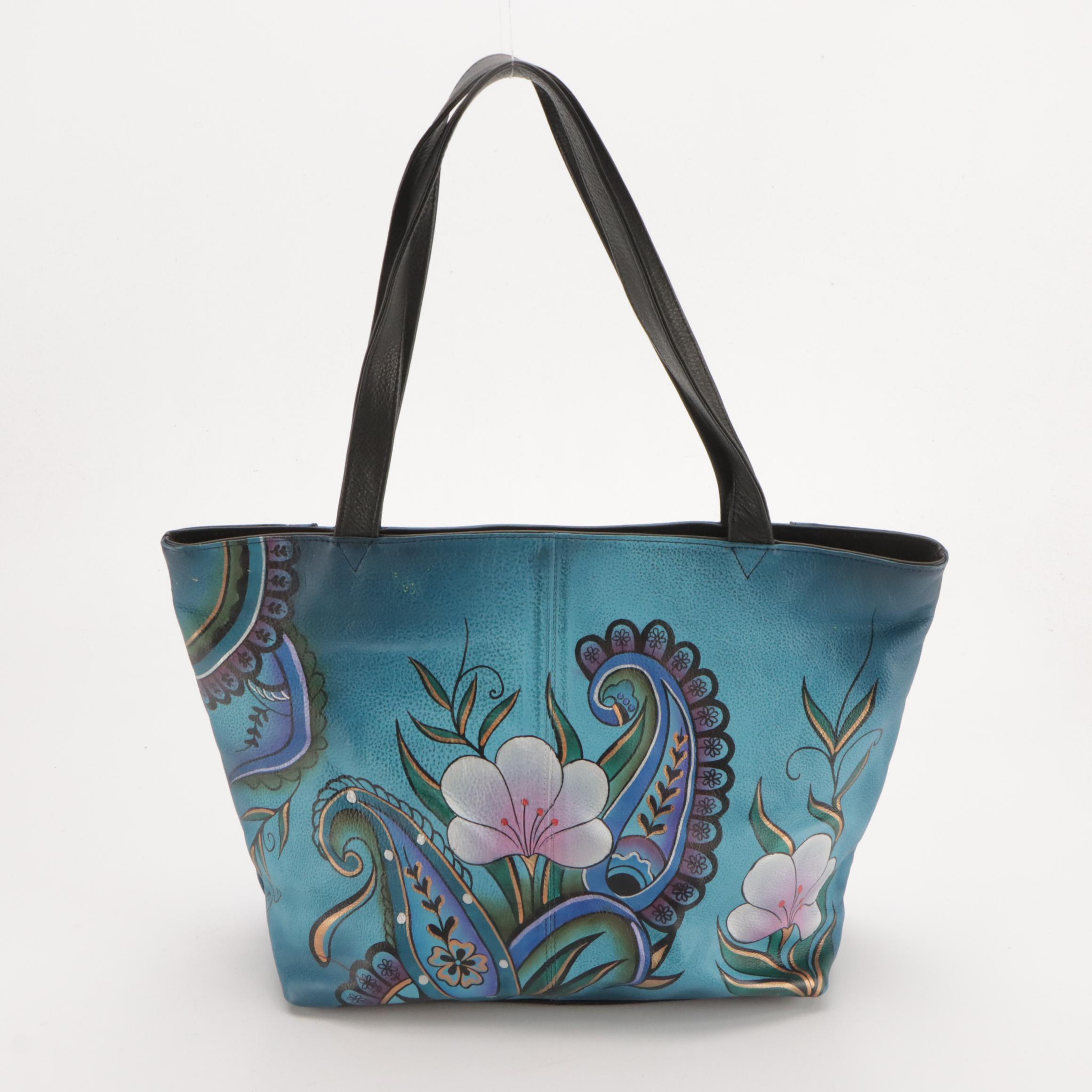 Anuschka Hand-Painted Leather Shoulder Bags, Wallet and Zip Pouch, With Tags