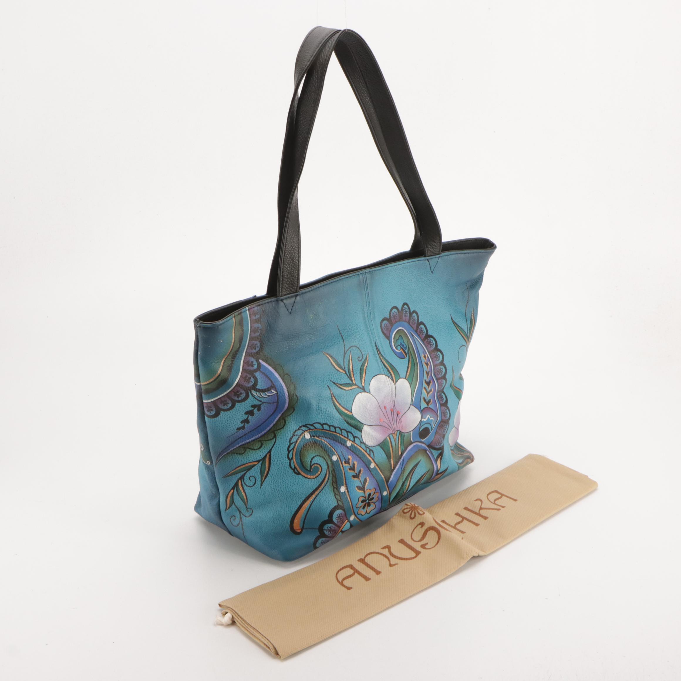 Anuschka Hand-Painted Leather Shoulder Bags, Wallet and Zip Pouch, With Tags