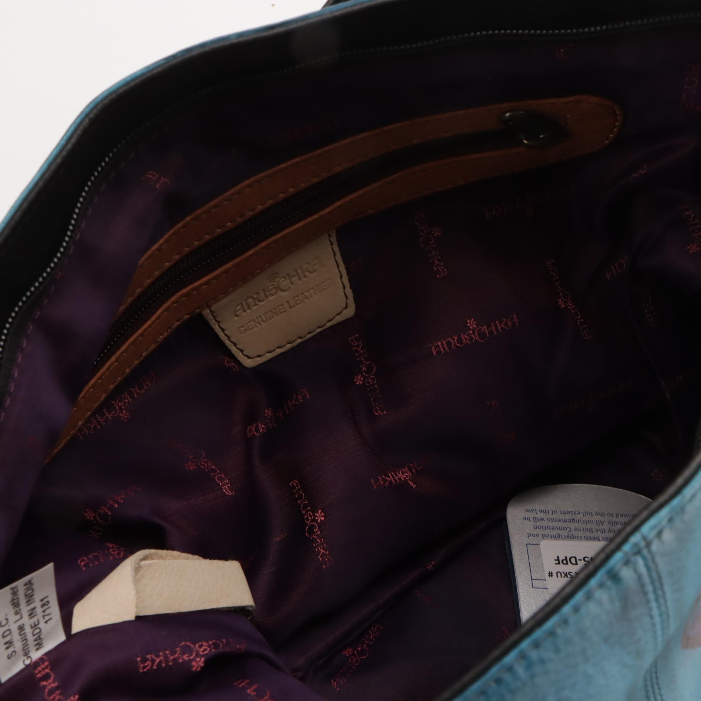 Anuschka Hand-Painted Leather Shoulder Bags, Wallet and Zip Pouch, With Tags