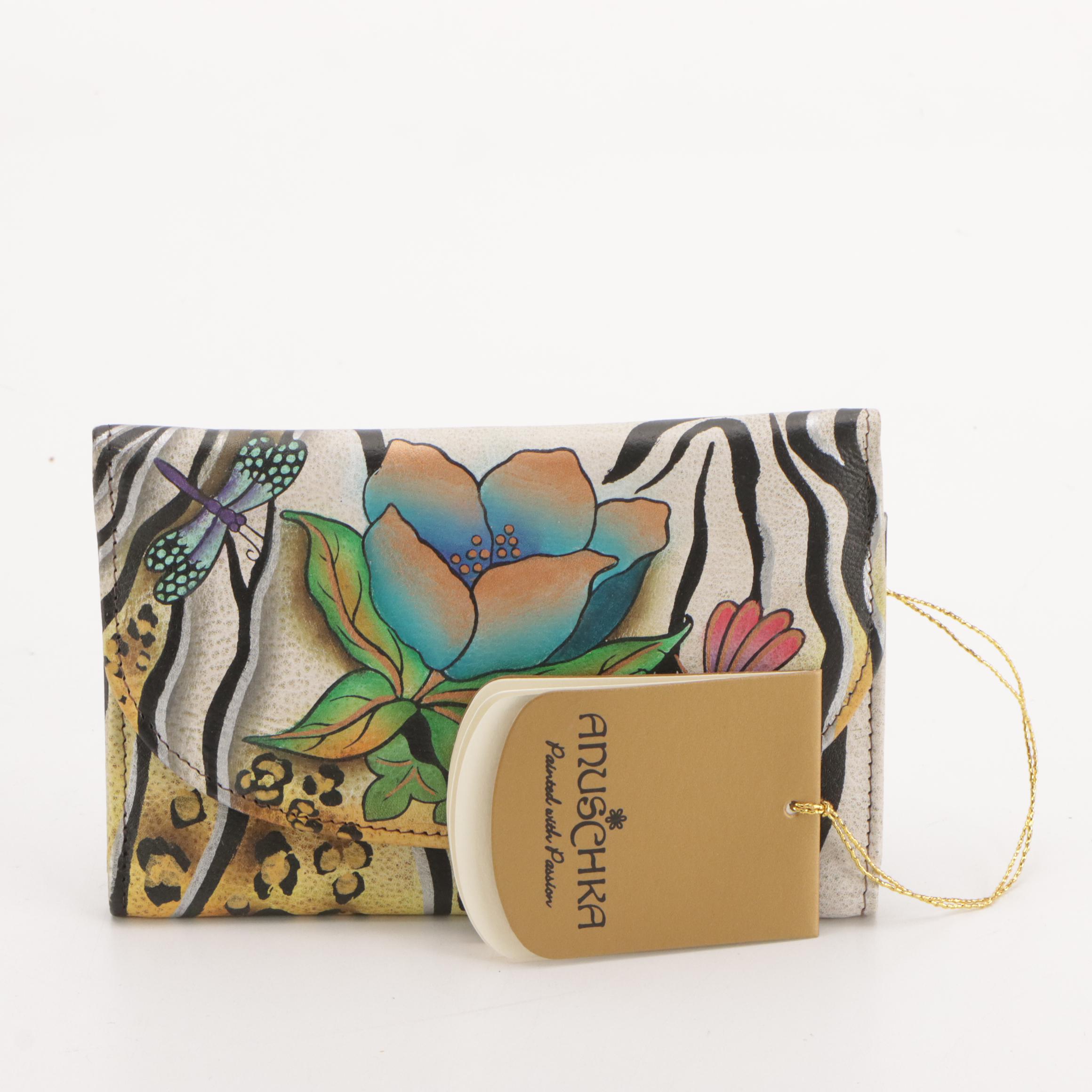 Anuschka Hand-Painted Leather Shoulder Bags, Wallet and Zip Pouch, With Tags