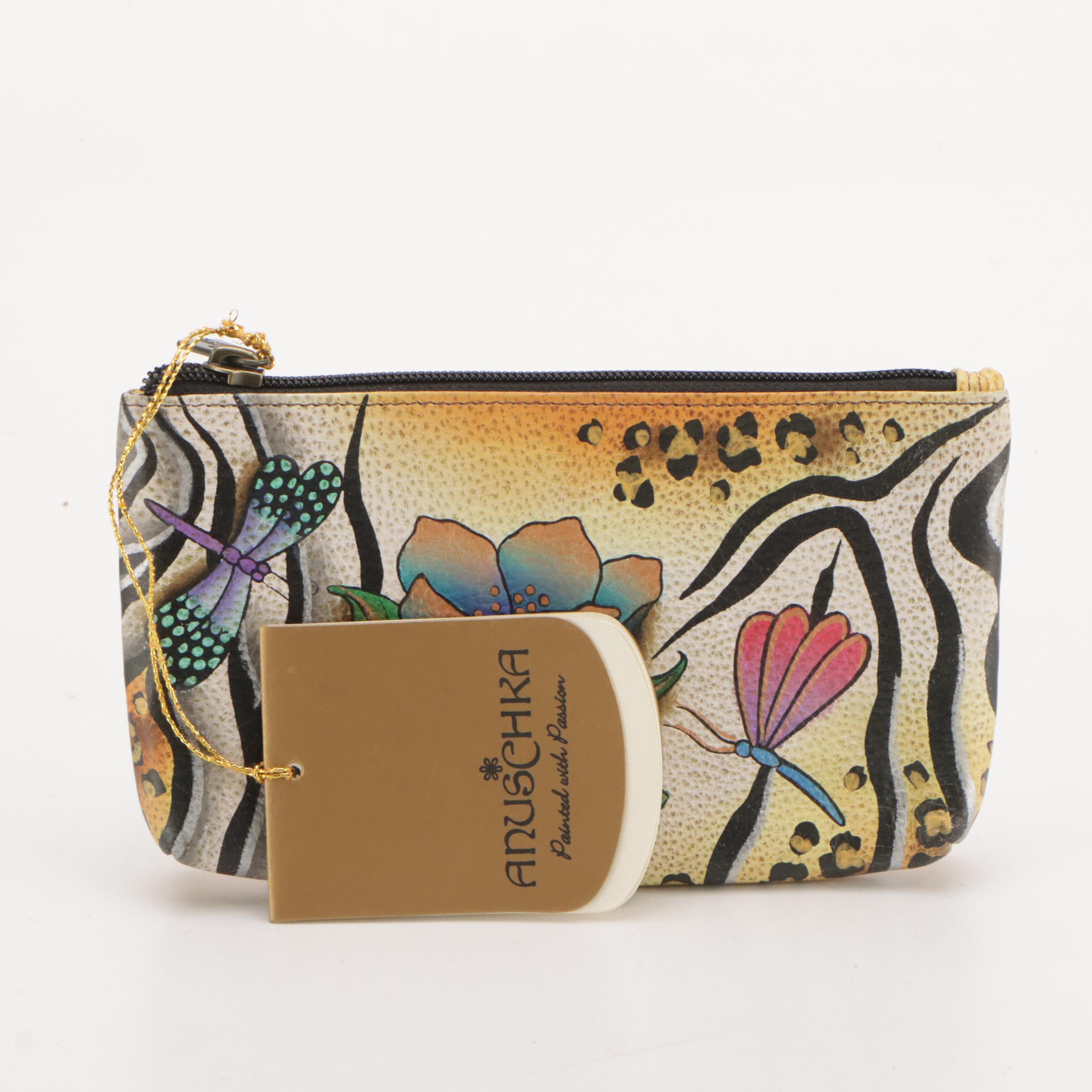 Anuschka Hand-Painted Leather Shoulder Bags, Wallet and Zip Pouch, With Tags