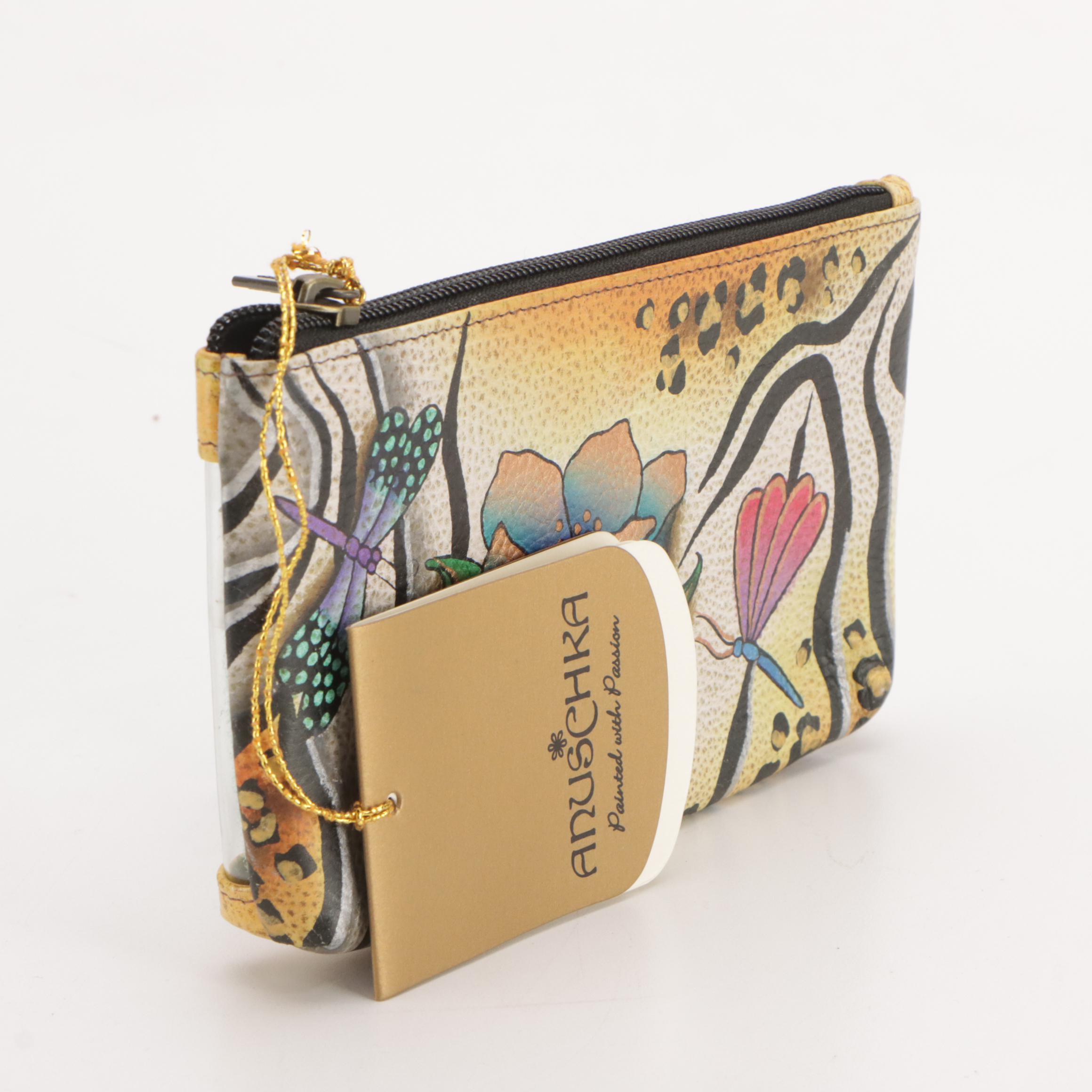 Anuschka Hand-Painted Leather Shoulder Bags, Wallet and Zip Pouch, With Tags