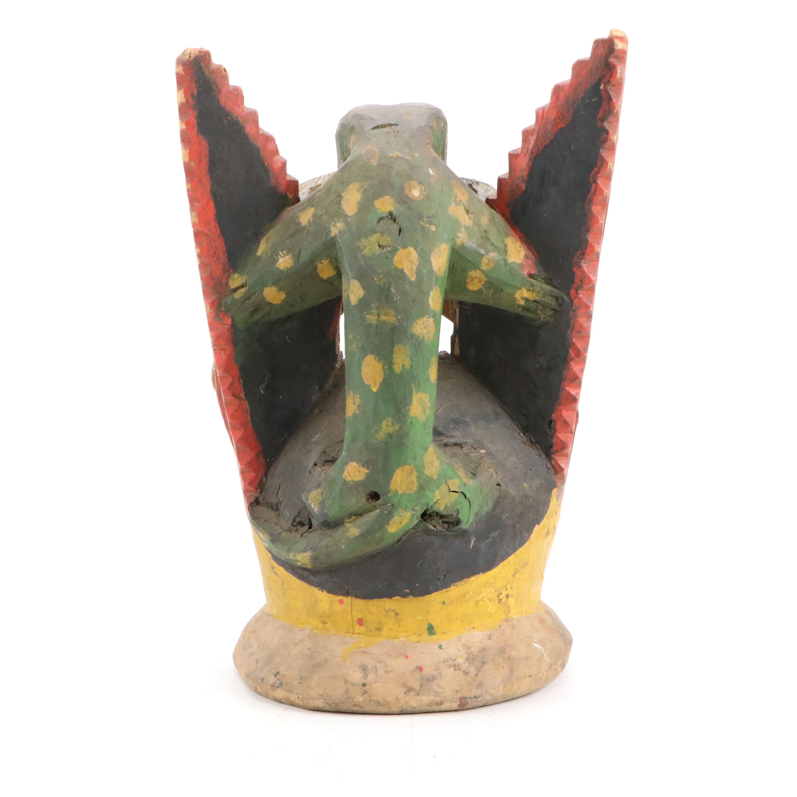 Yorùbá Gelede Polychrome Painted Carved Wood Helmet Mask