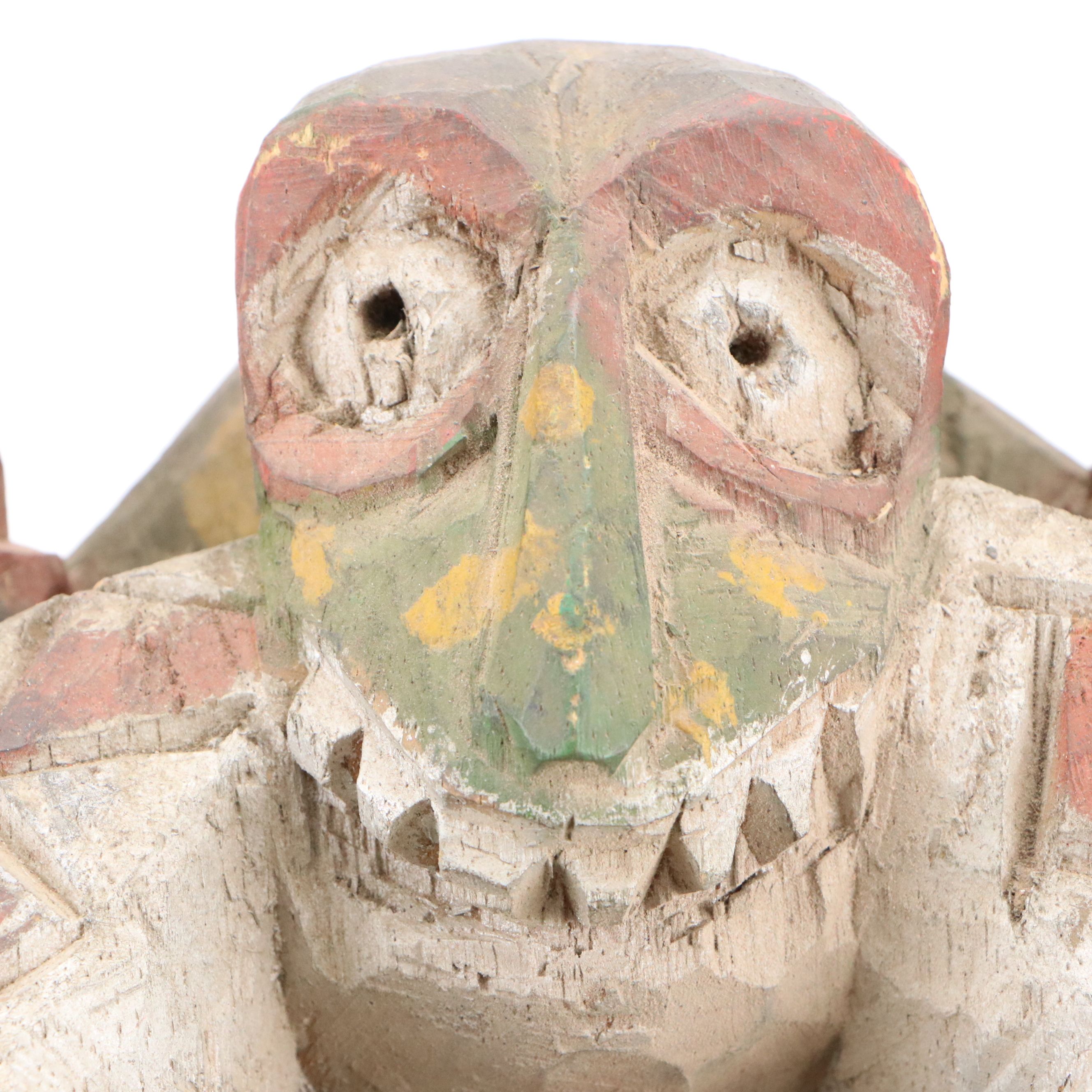 Yorùbá Gelede Polychrome Painted Carved Wood Helmet Mask