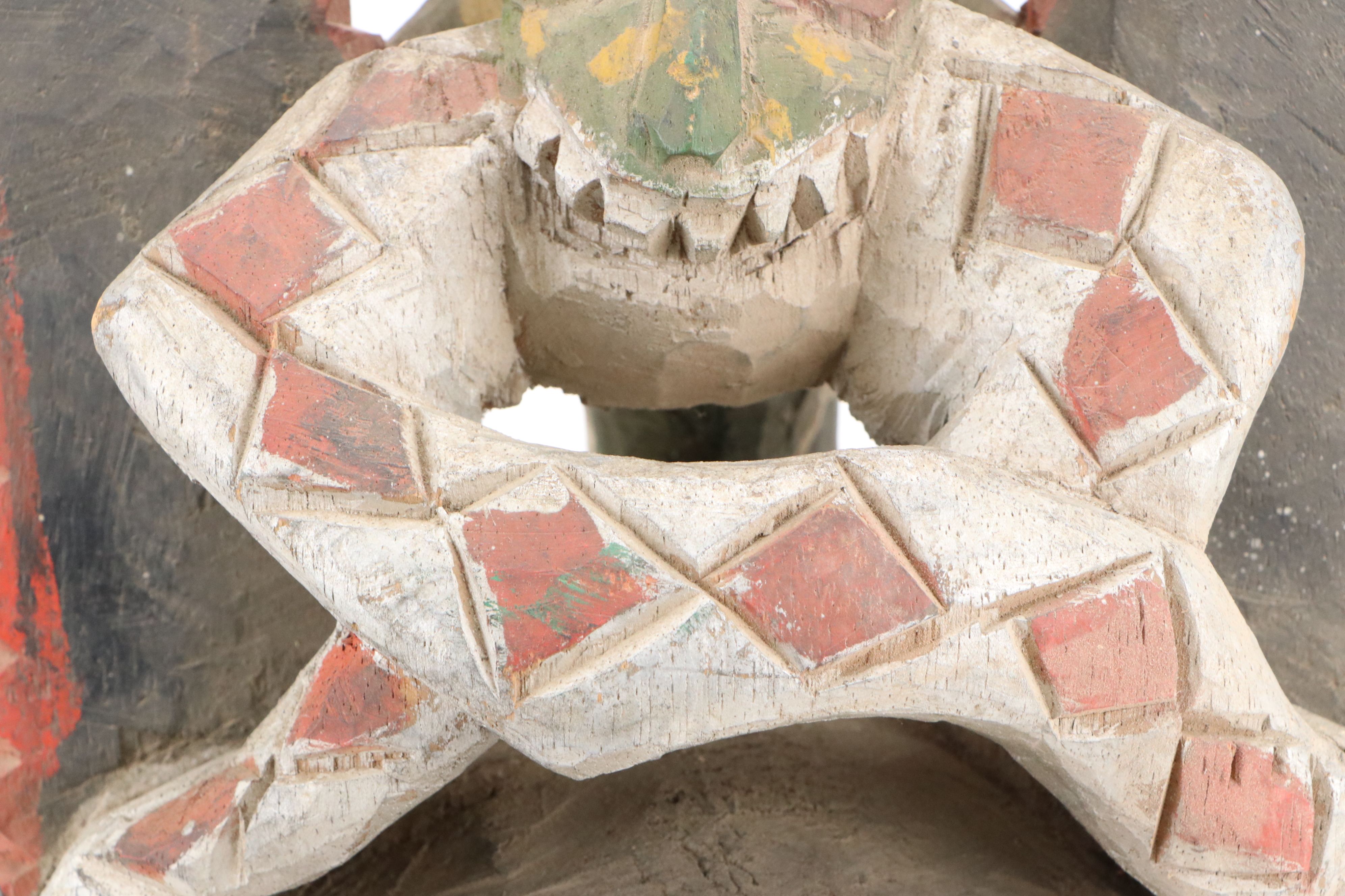 Yorùbá Gelede Polychrome Painted Carved Wood Helmet Mask