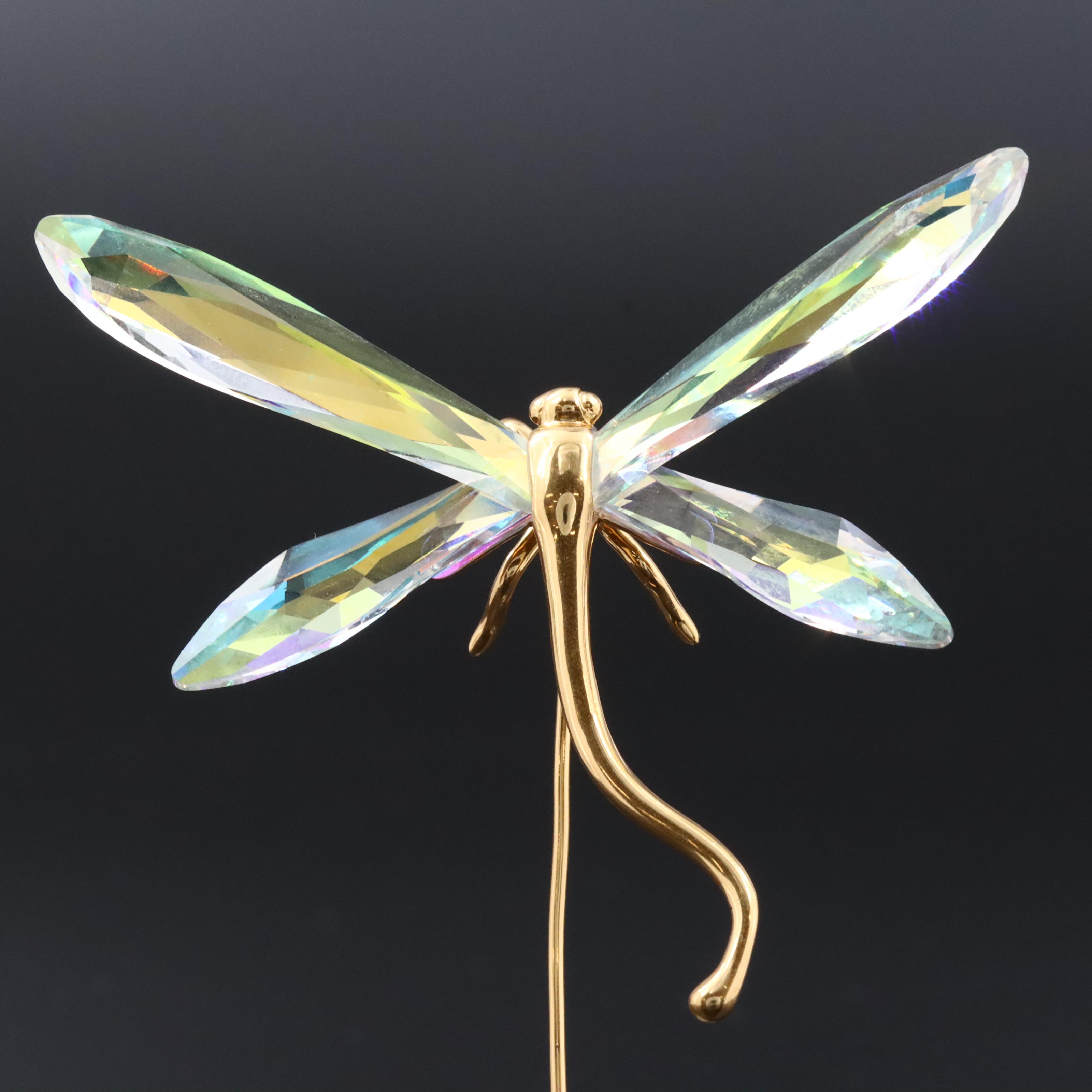 Swarovski Sterling Glass Crystal Dragonfly Stick Pin