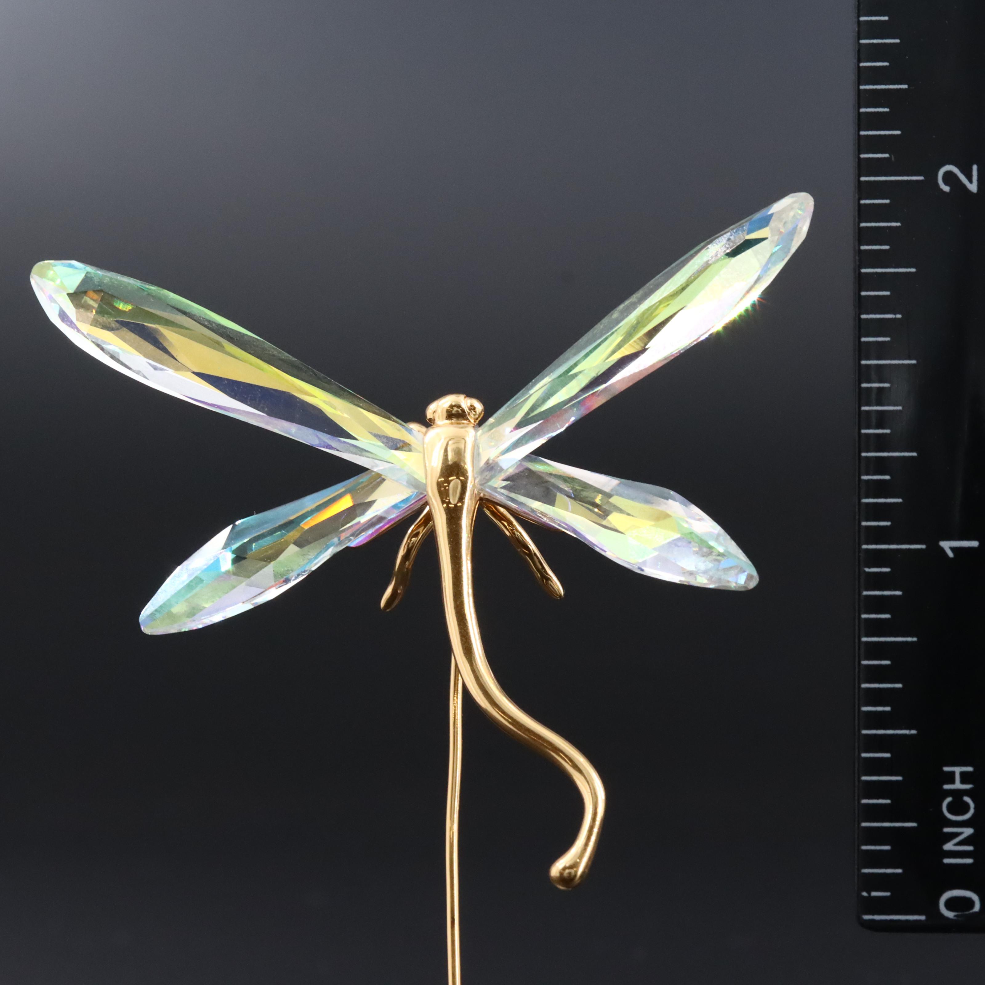 Swarovski Sterling Glass Crystal Dragonfly Stick Pin