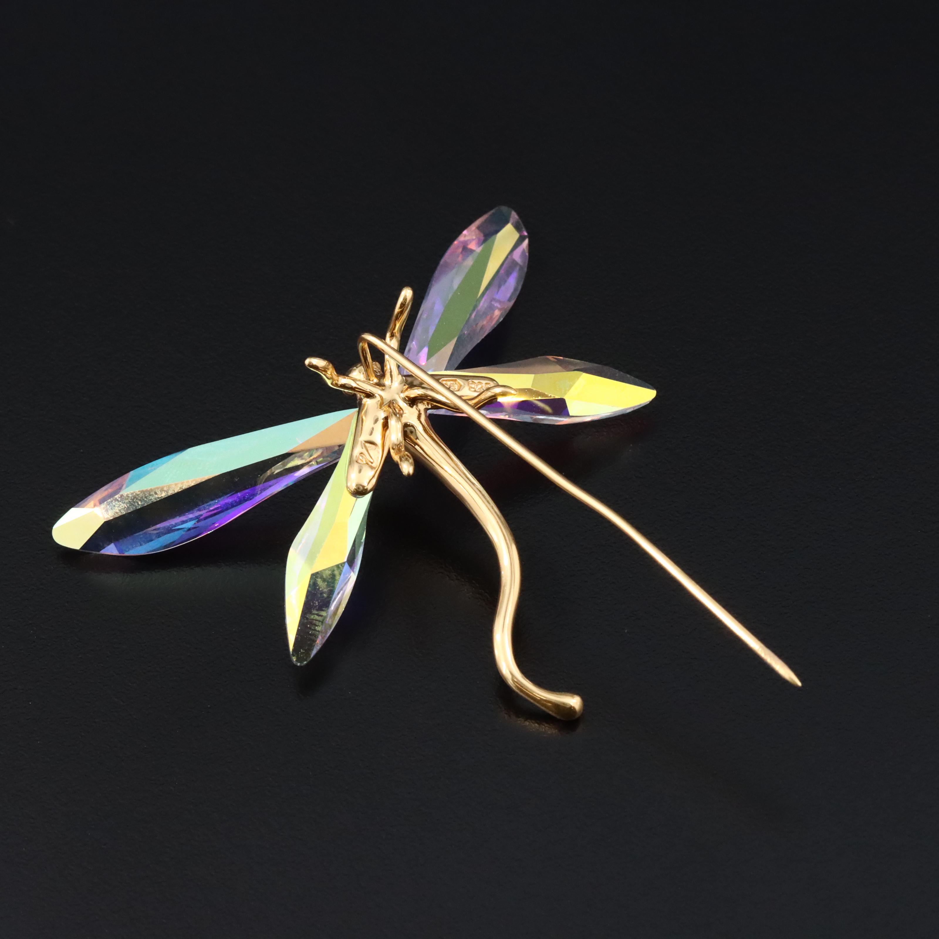 Swarovski Sterling Glass Crystal Dragonfly Stick Pin