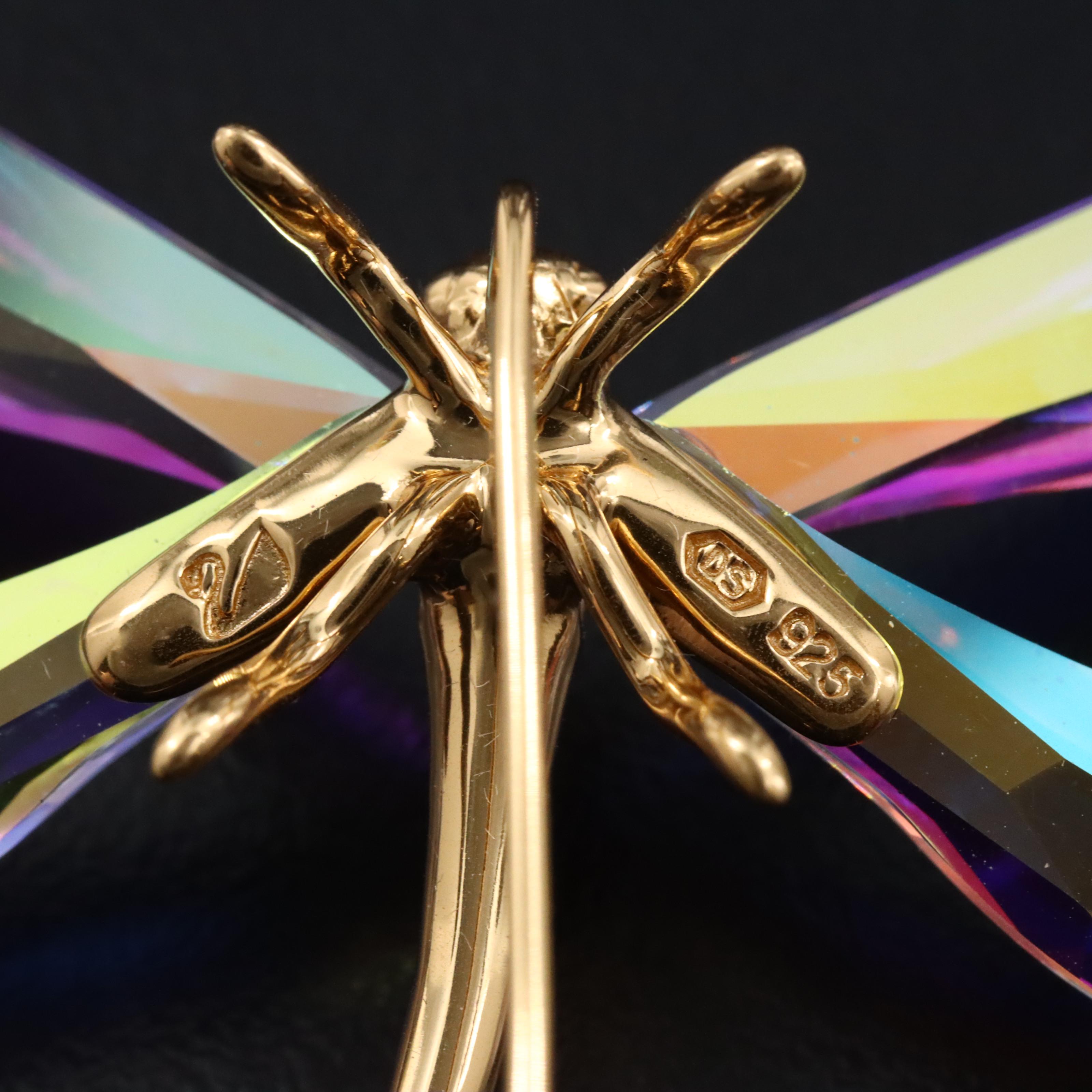 Swarovski Sterling Glass Crystal Dragonfly Stick Pin