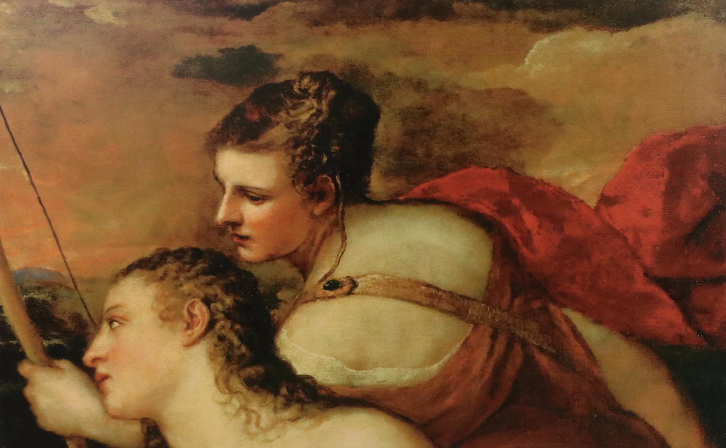 Oversized Canvas Giclées After Titian "Venus Blindfolding Cupid," 21st Century