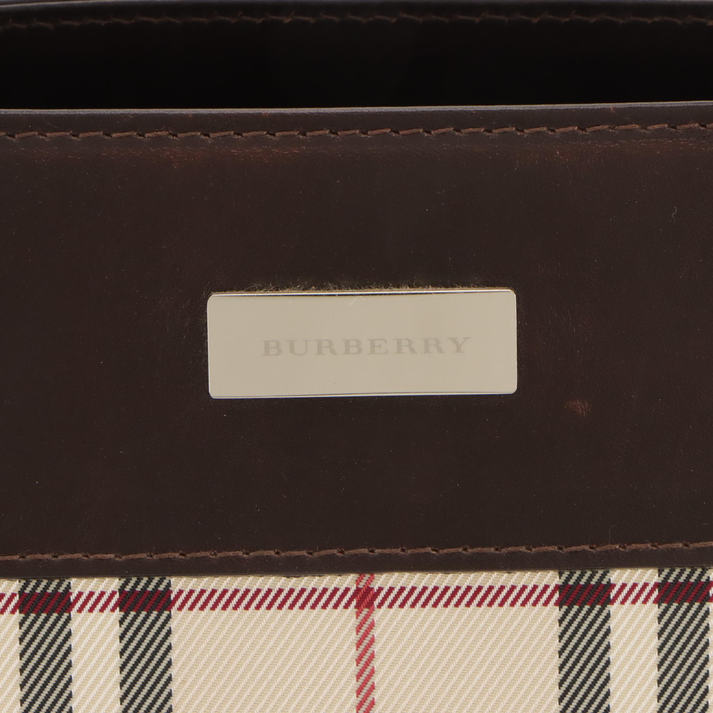 Burberry Top Handle Tote in Nova Check Jacquard Canvas and Leather Trim